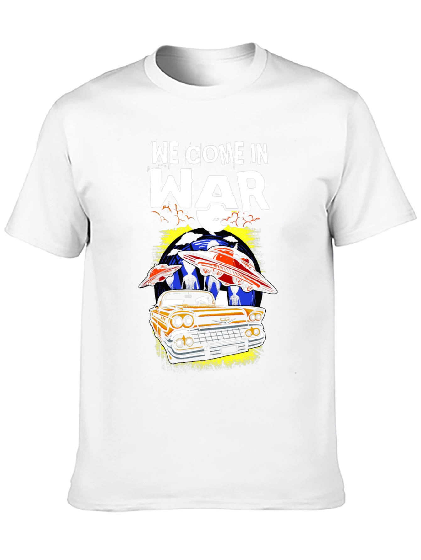 We Come in War UFO Car Graphic T-Shirt