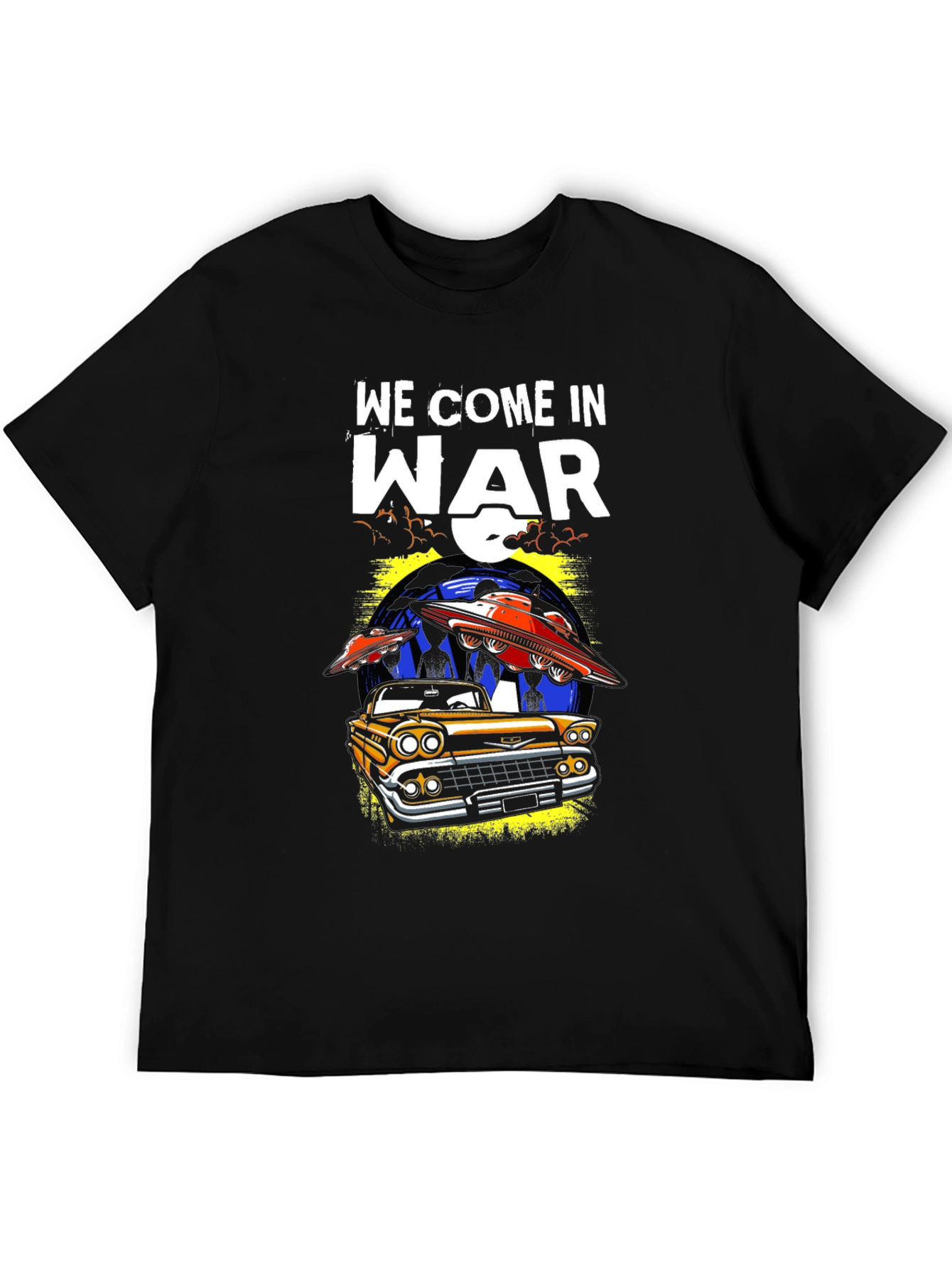 We Come in War UFO Car Graphic T-Shirt