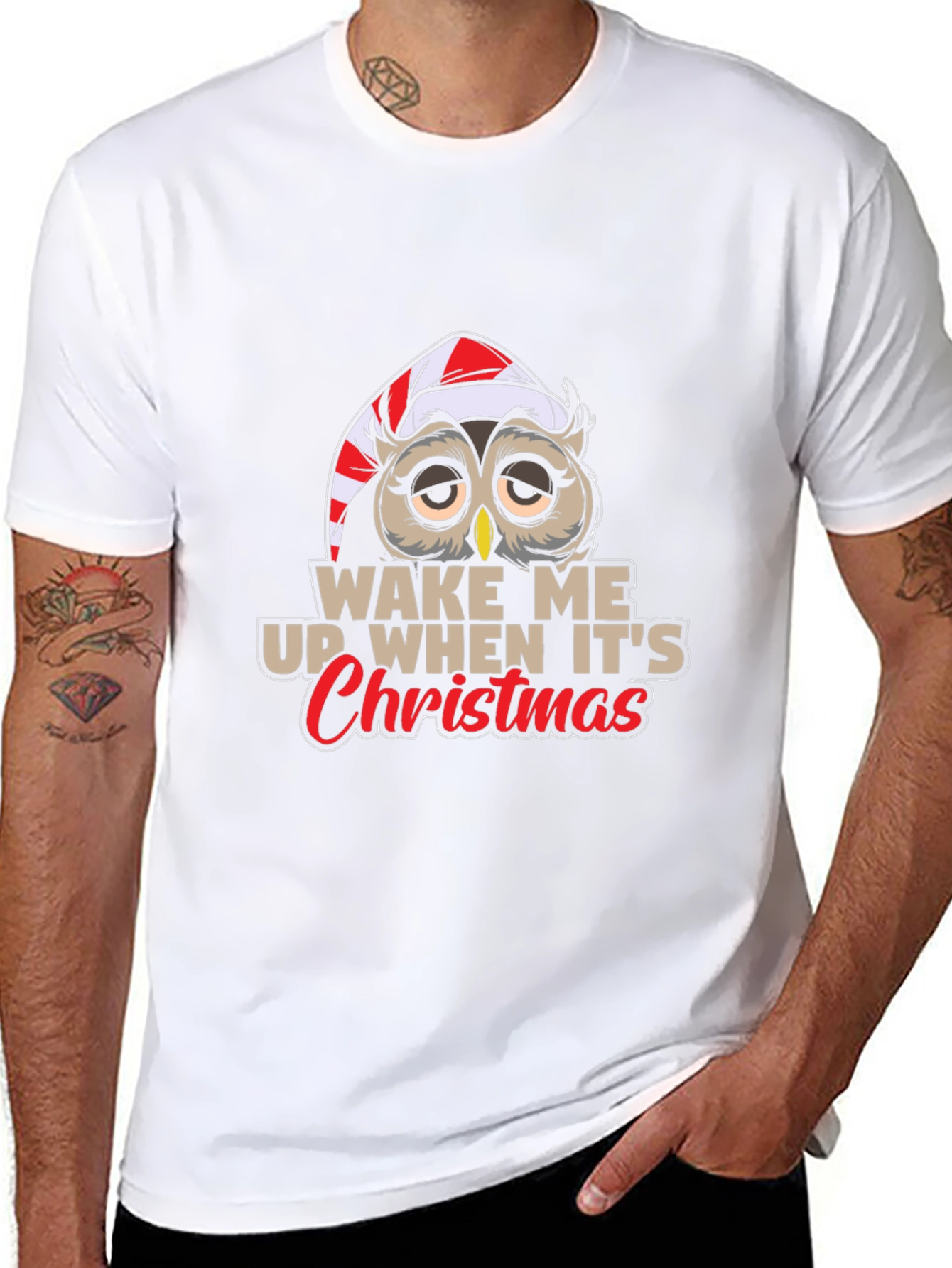 Wake Me Up When Its Christmas Owl T-Shirt