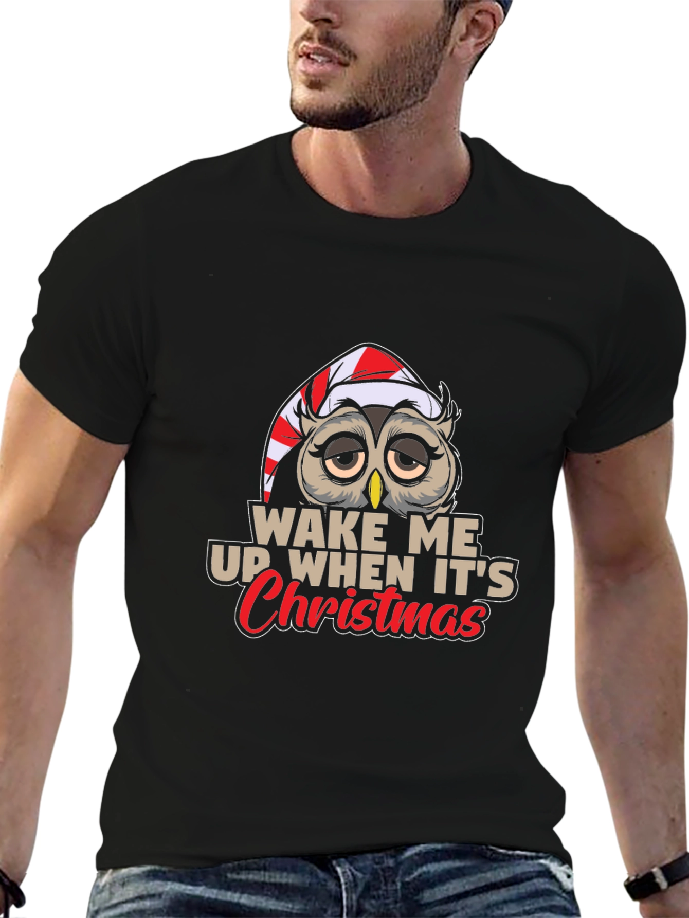 Wake Me Up When Its Christmas Owl T-Shirt