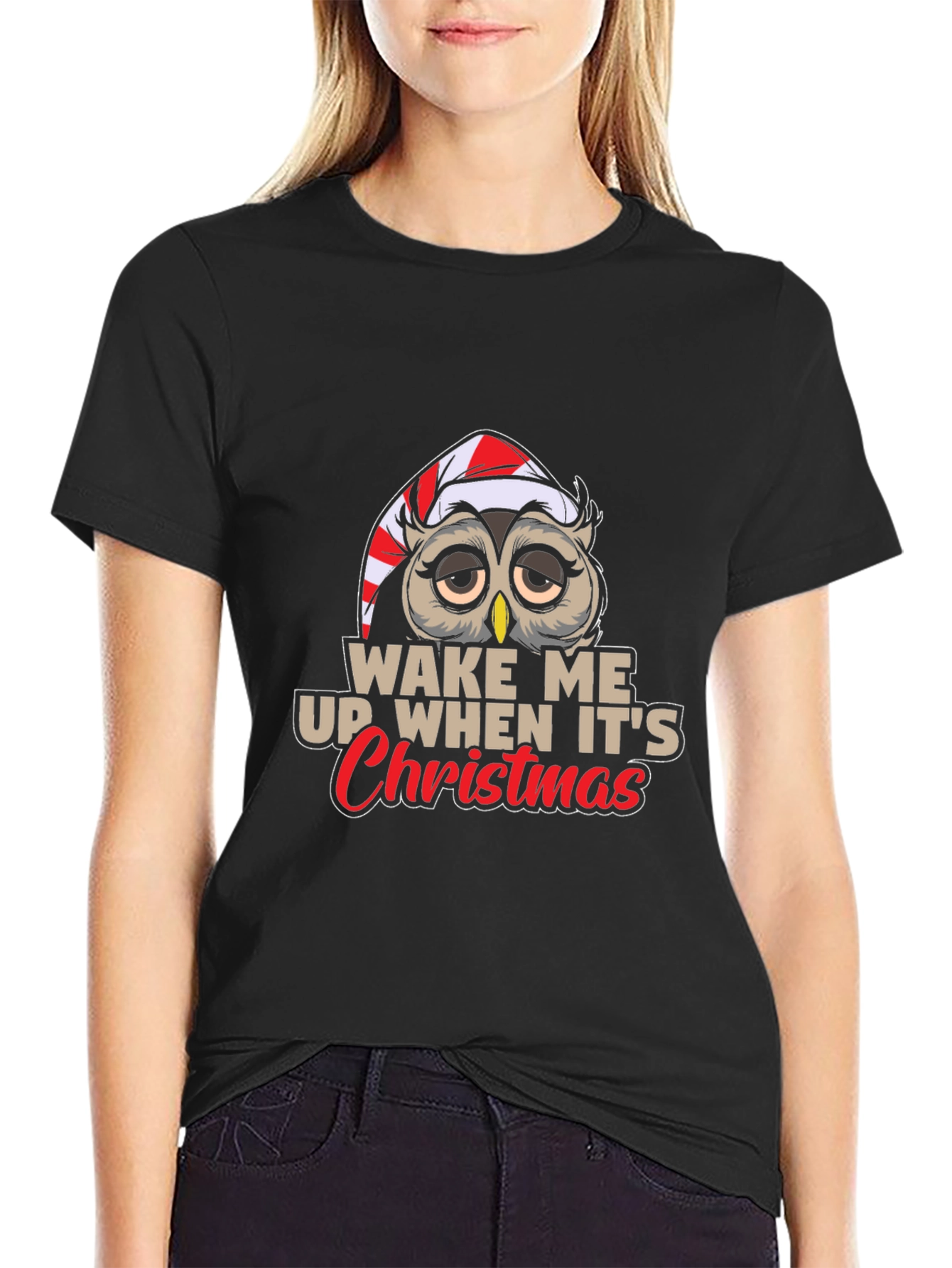 Wake Me Up When Its Christmas Owl T-Shirt