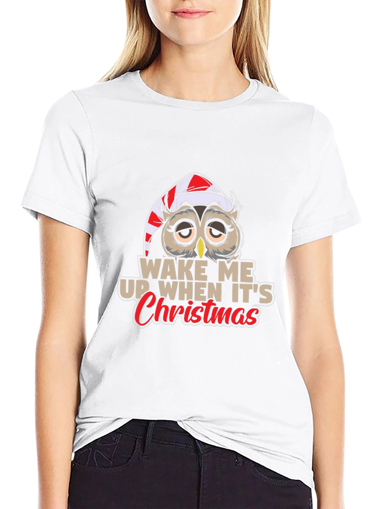 Wake Me Up When Its Christmas Owl T-Shirt