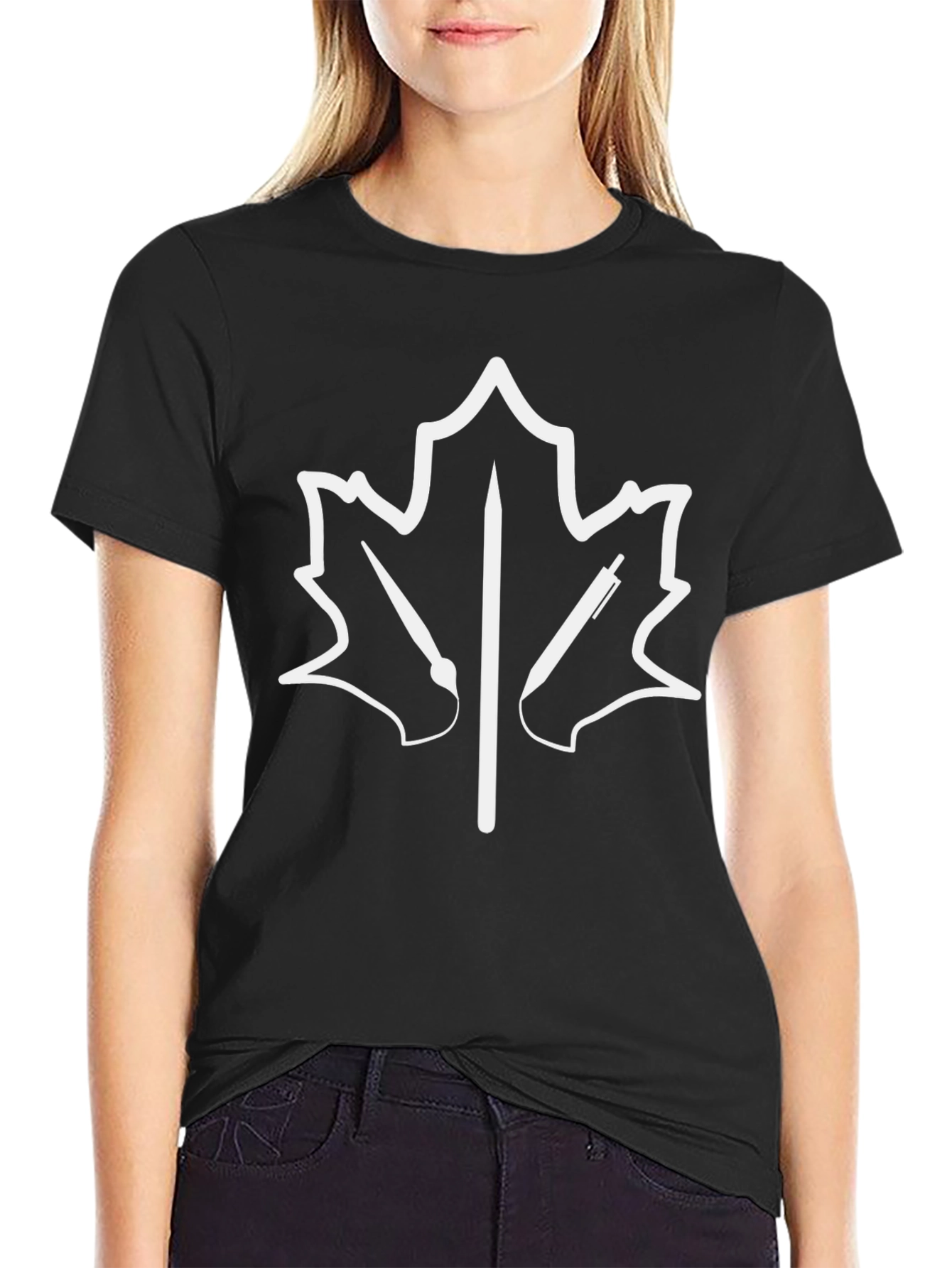 Artists Maple Leaf Graphic Tee - Black Cotton