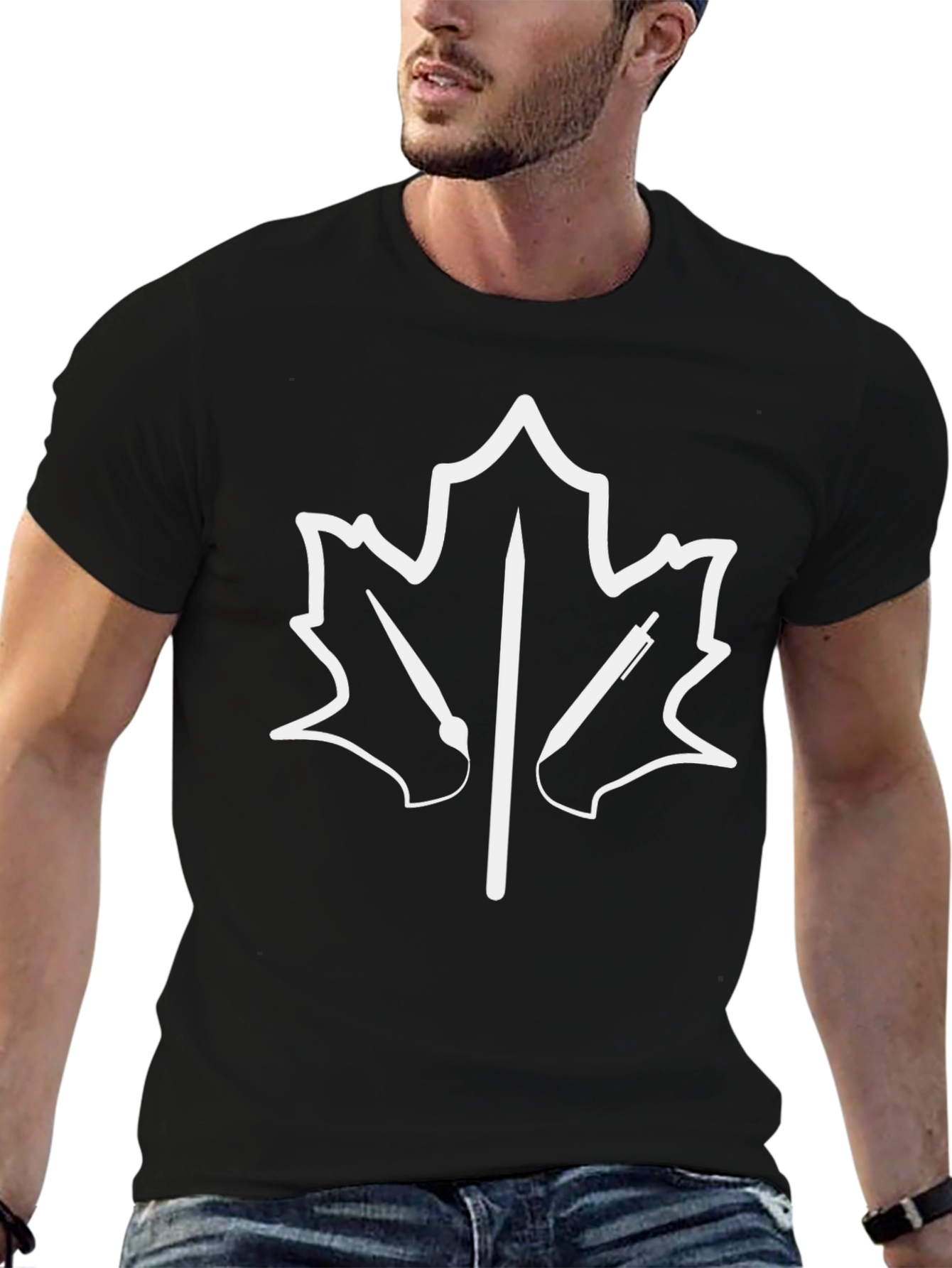 Artists Maple Leaf Graphic Tee - Black Cotton
