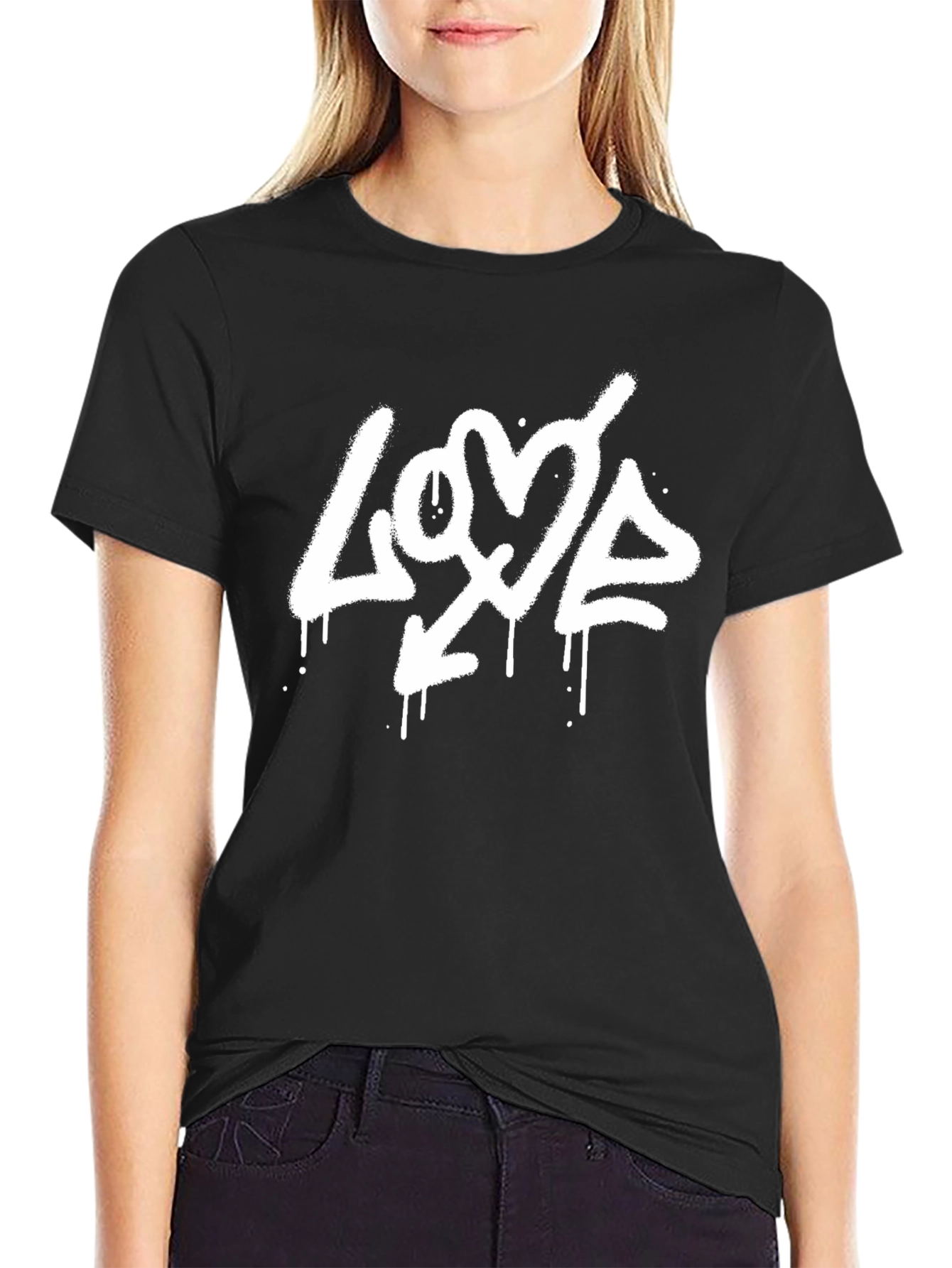 Love Graffiti Style Black T-Shirt