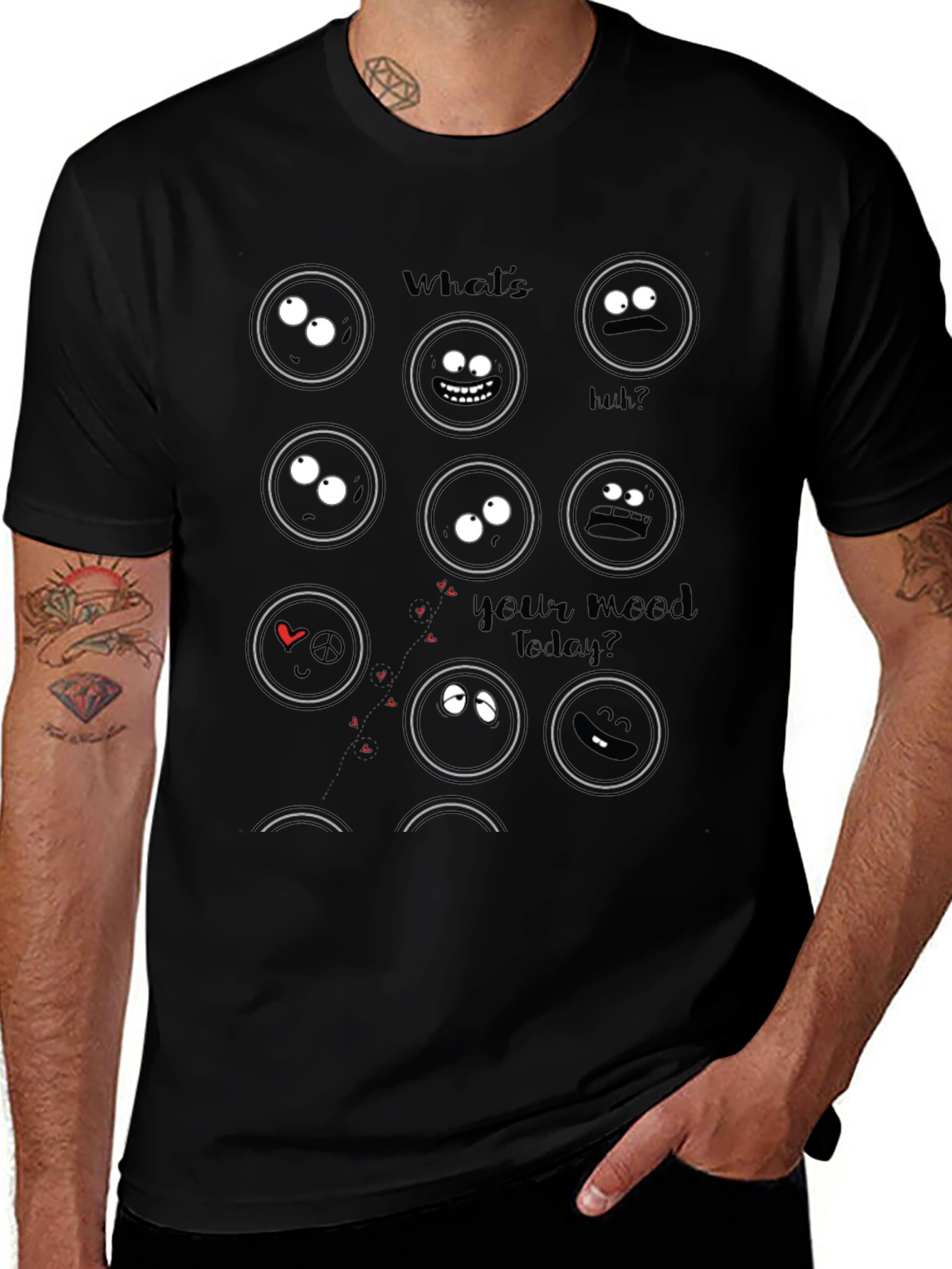 Mood Graphic Print Black T-Shirt