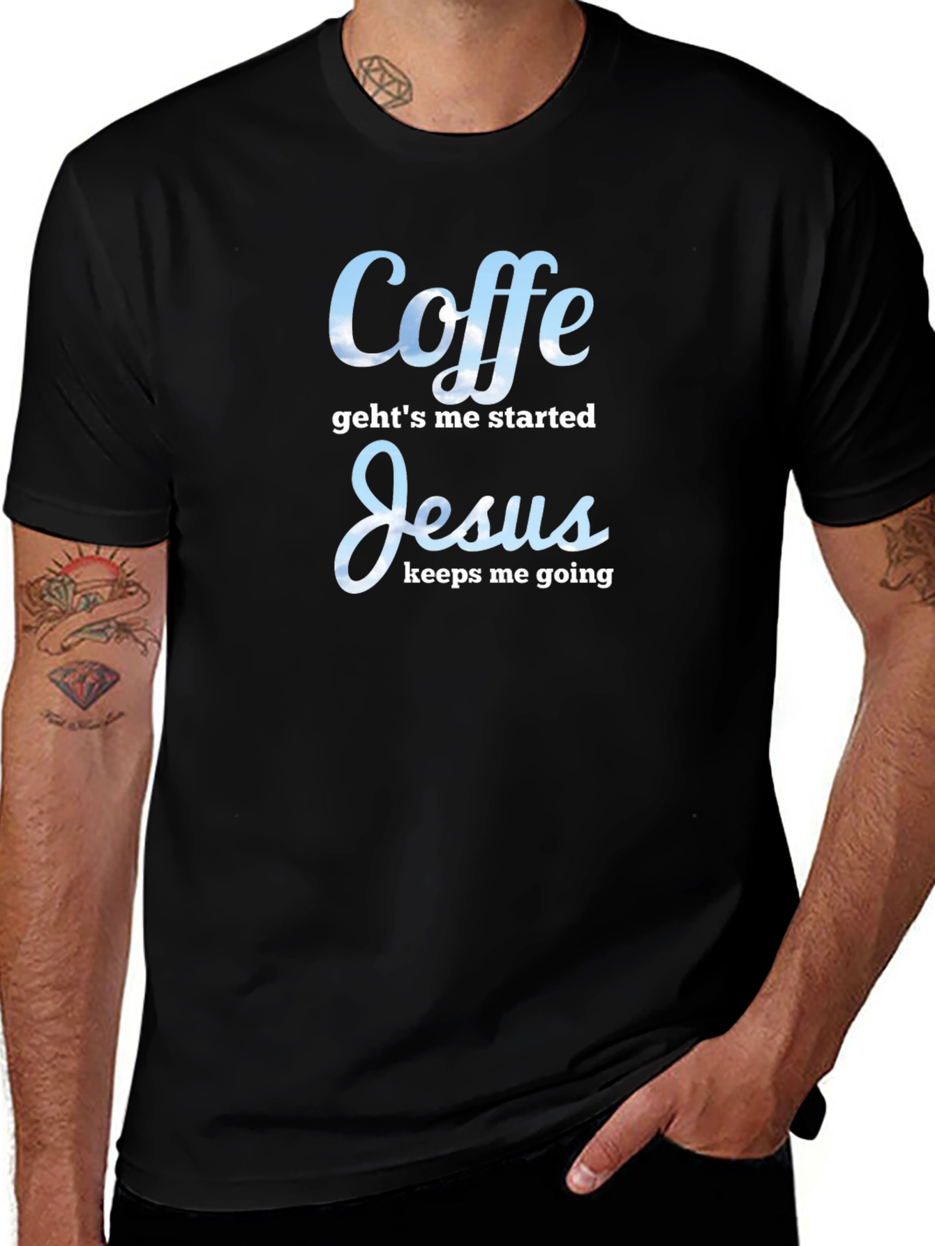 Coffee & Jesus Graphic Tee - Soft Black T-Shirt