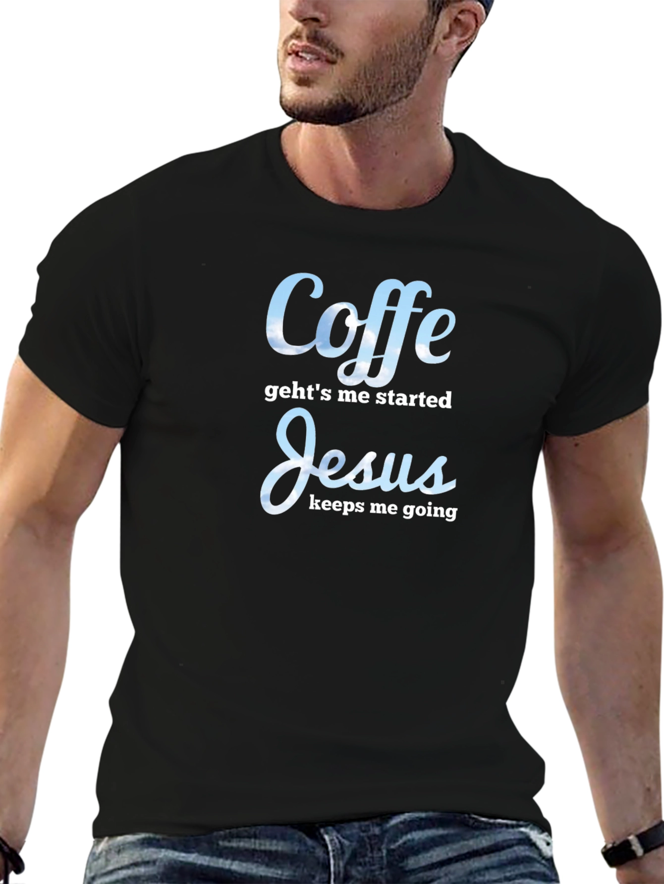 Coffee & Jesus Graphic Tee - Soft Black T-Shirt