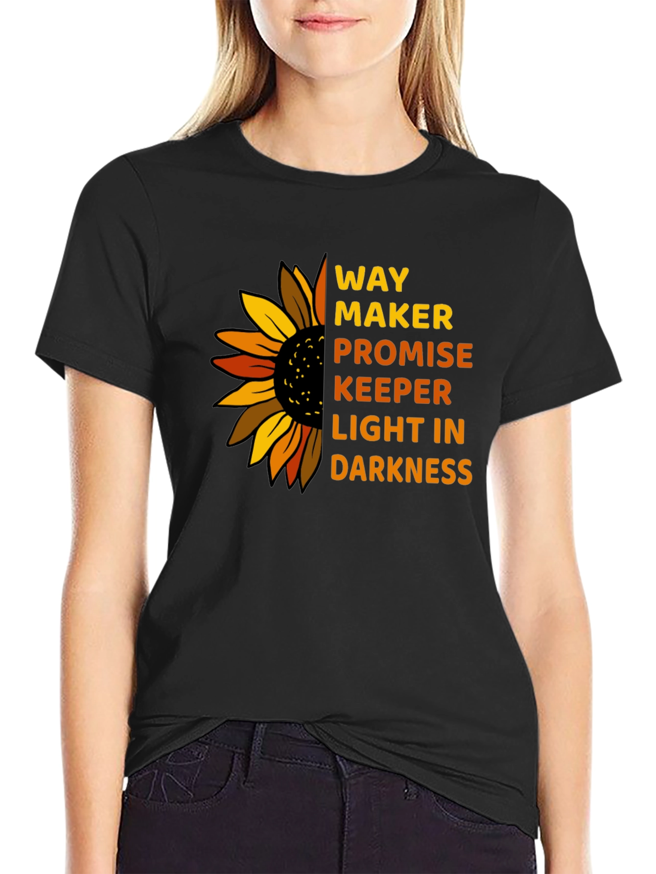 Way Maker Sunflower Graphic Tee - Black