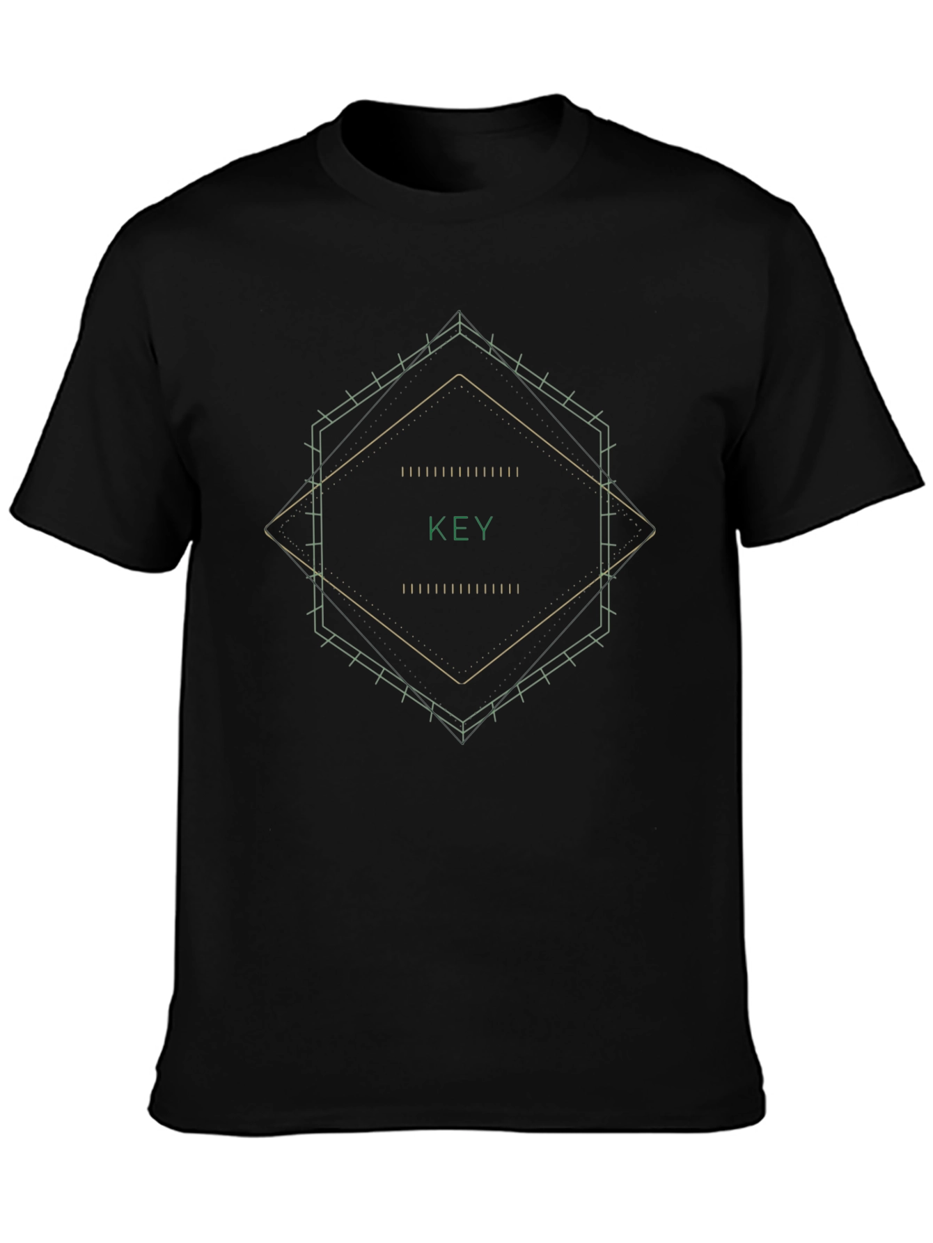 Geometric Key Graphic Black T-Shirt