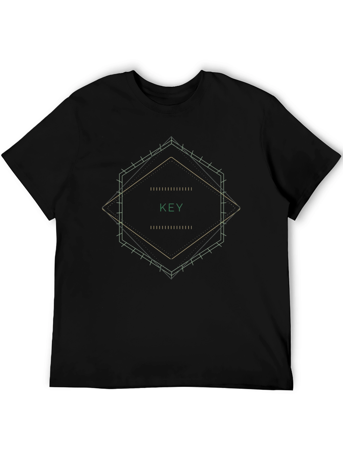 Geometric Key Graphic Black T-Shirt