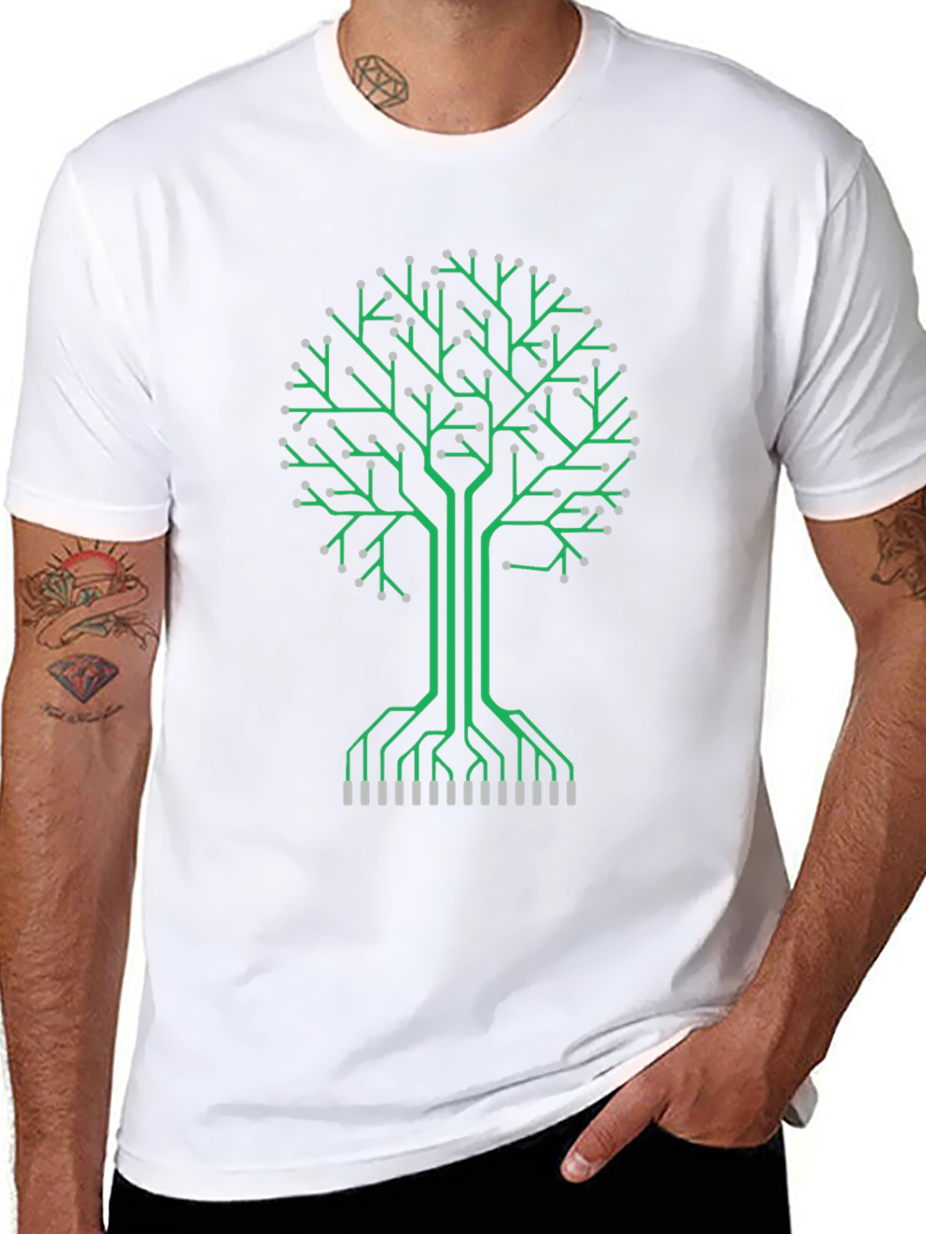 Circuit Board Tree Graphic Tee - Tech Inspired Fashion