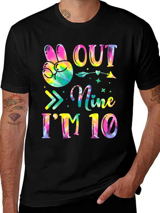 Peace Out Nine Im Ten T-Shirt - Colorful Birthday Tee