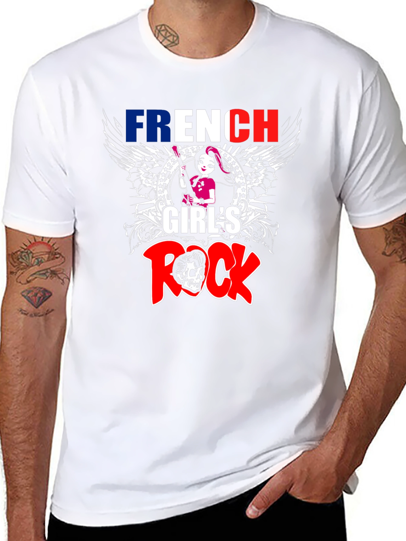 French Girls Rock T-Shirt - Skull Graphic Tee