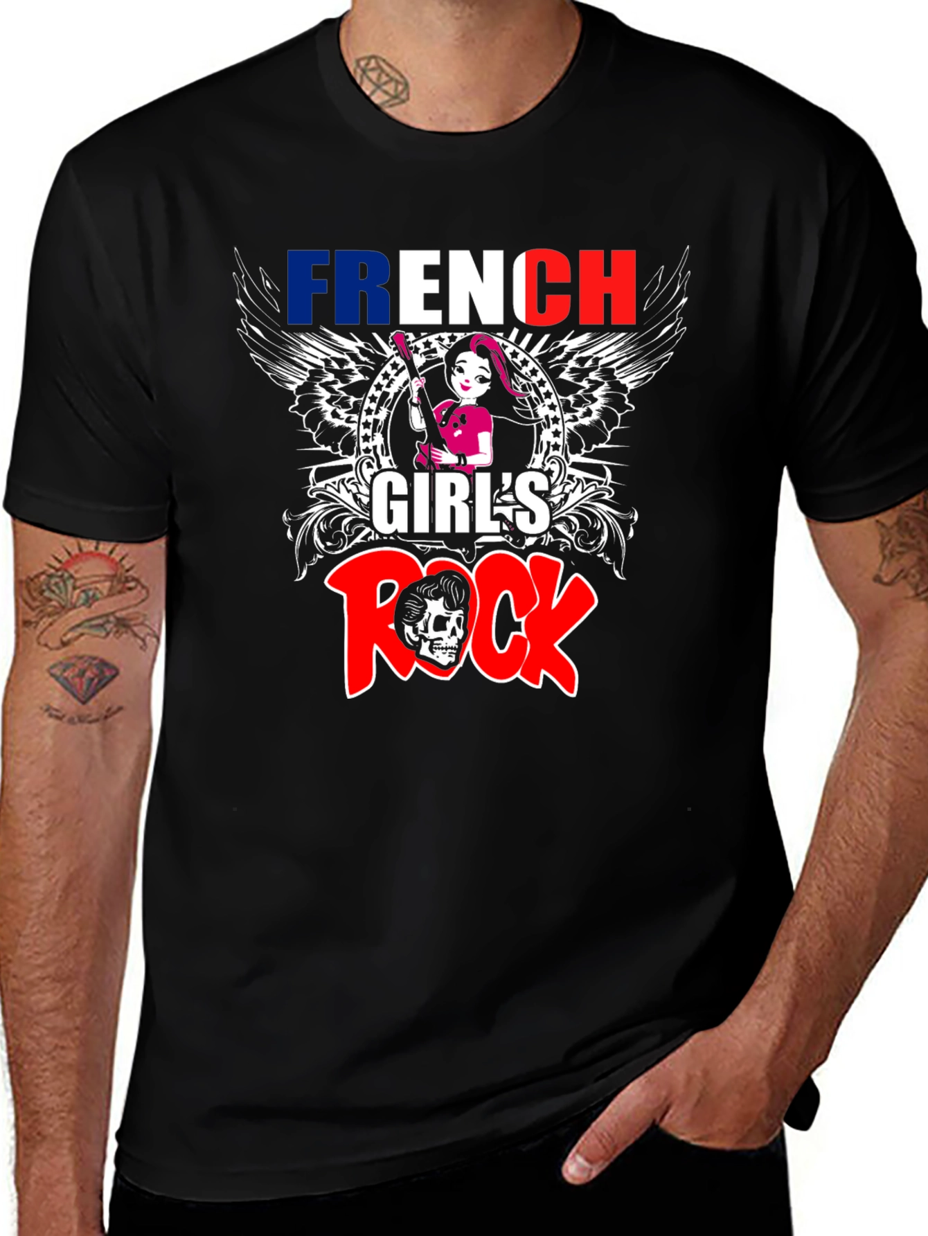 French Girls Rock T-Shirt - Skull Graphic Tee