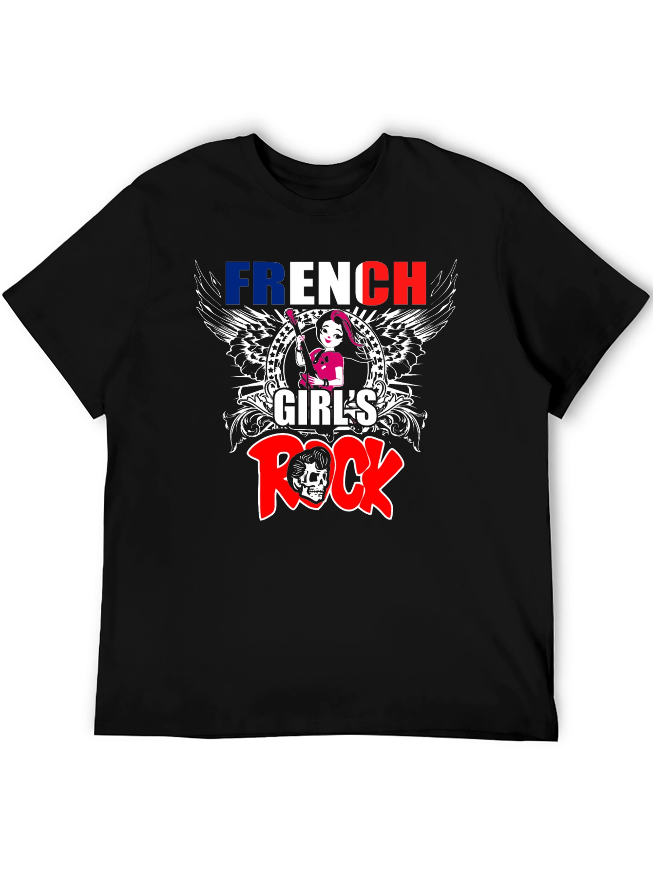 French Girls Rock T-Shirt - Skull Graphic Tee