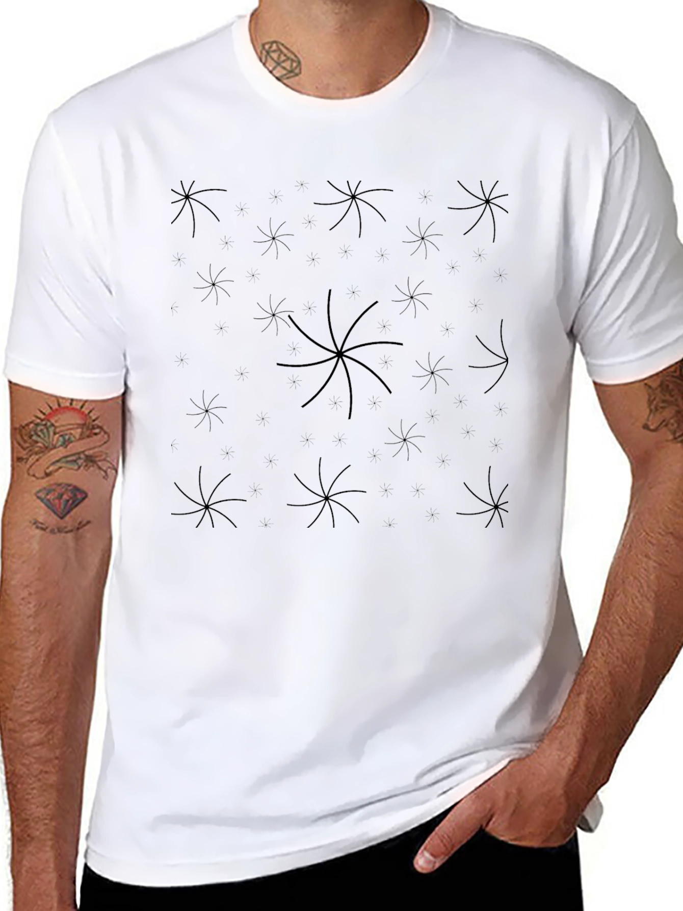 Abstract Starburst Graphic Black T-Shirt