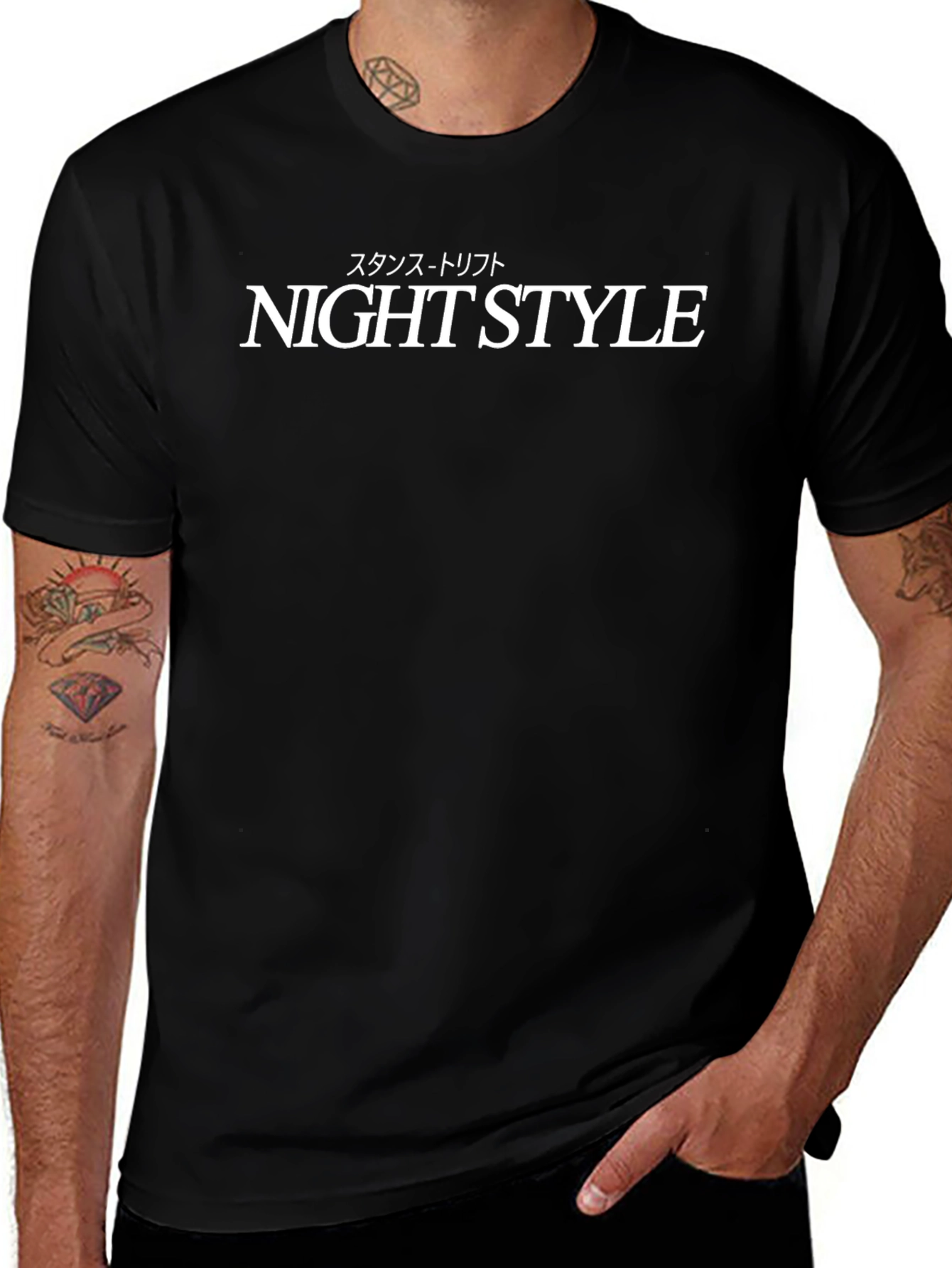 Night Style Graphic Tee - Black
