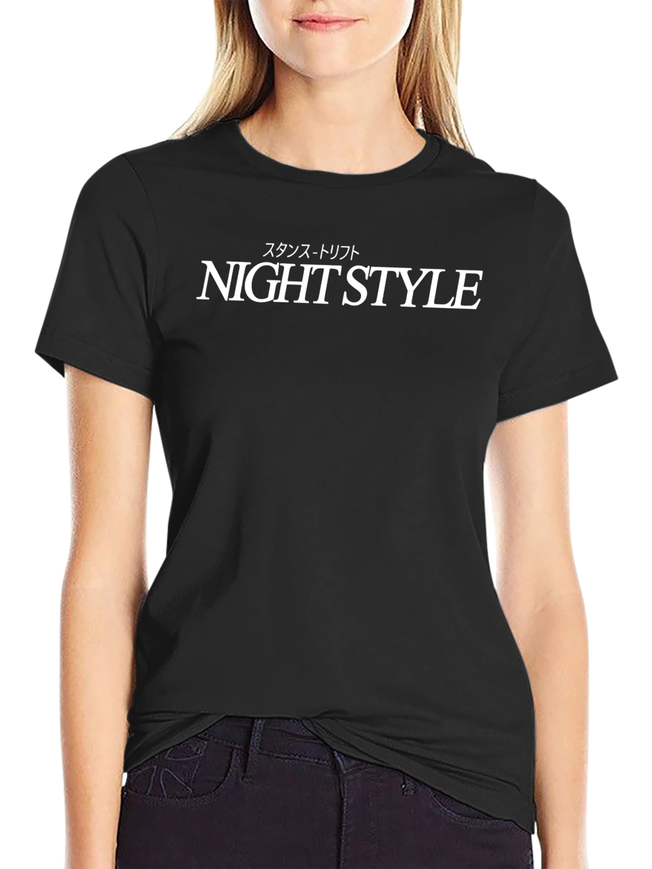 Night Style Graphic Tee - Black