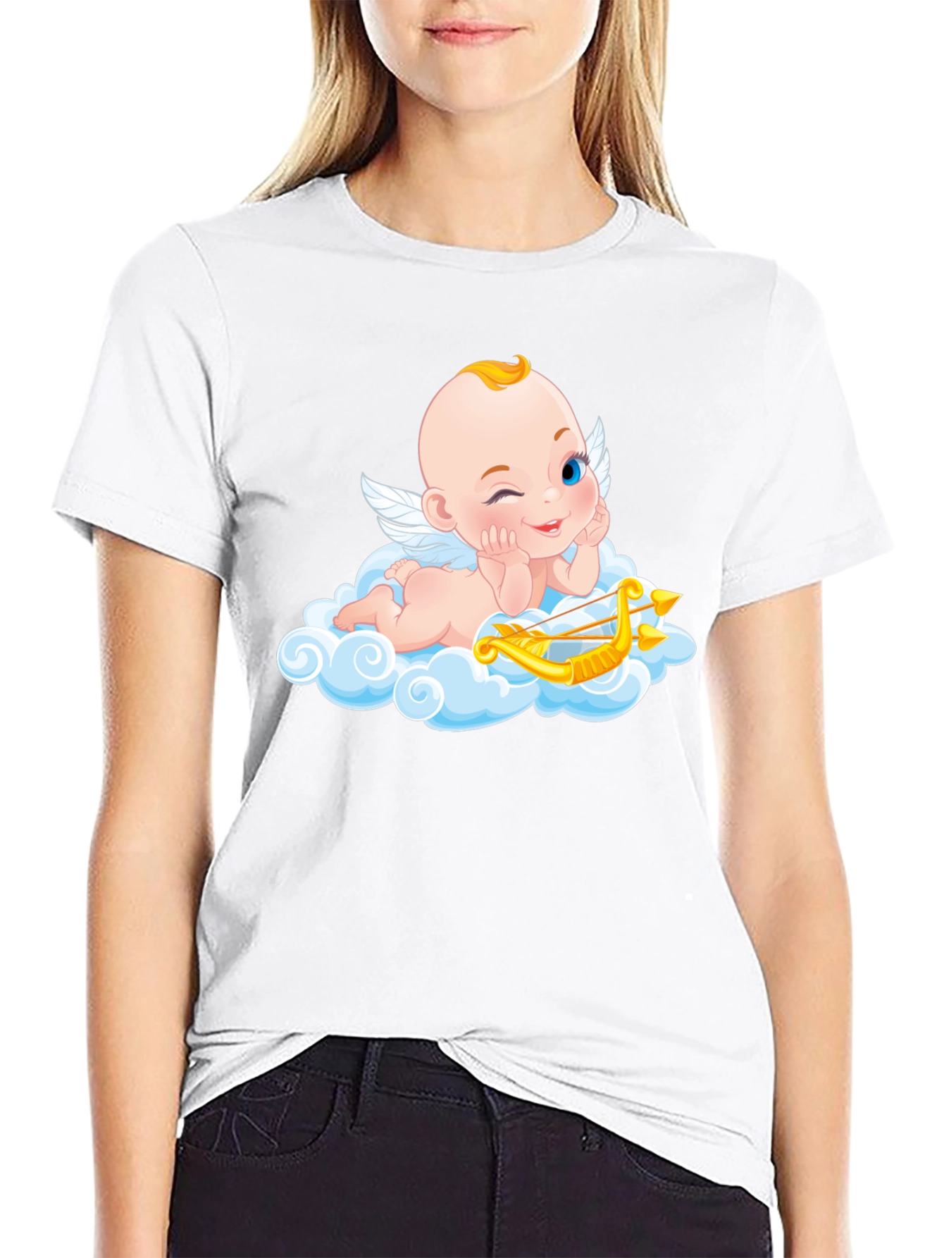 Cupid Angel Graphic T-Shirt - Whimsical Design