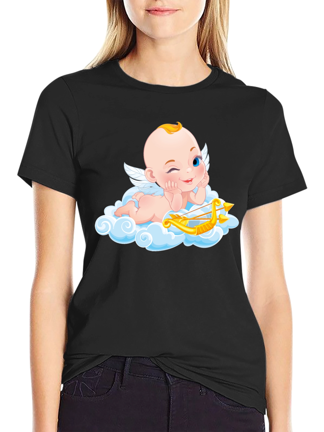 Cupid Angel Graphic T-Shirt - Whimsical Design