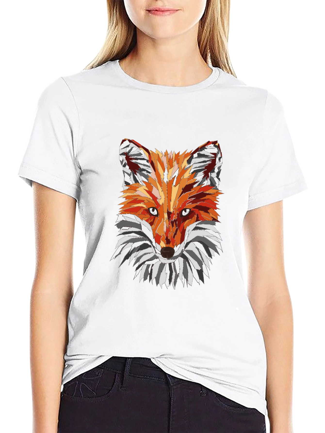 Geometric Fox Graphic T-Shirt - Mens Black Tee