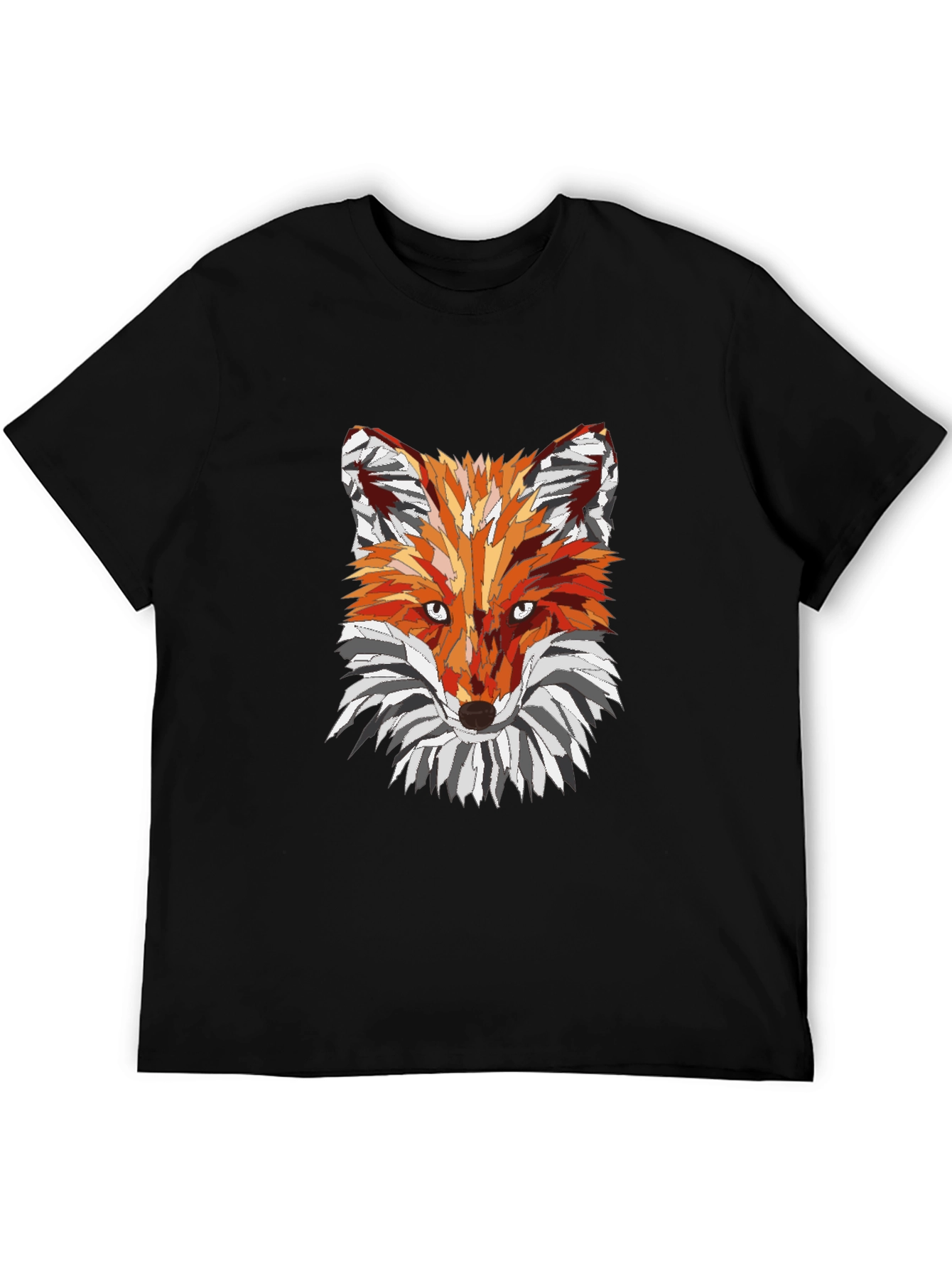 Geometric Fox Graphic T-Shirt - Mens Black Tee