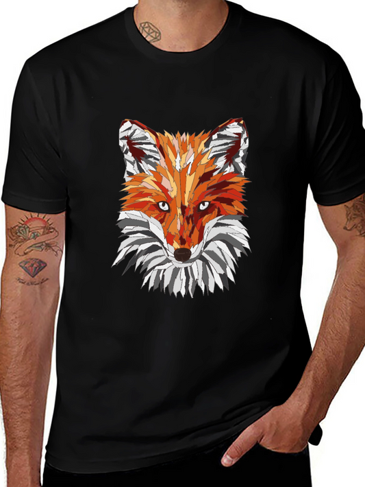Geometric Fox Graphic T-Shirt - Mens Black Tee