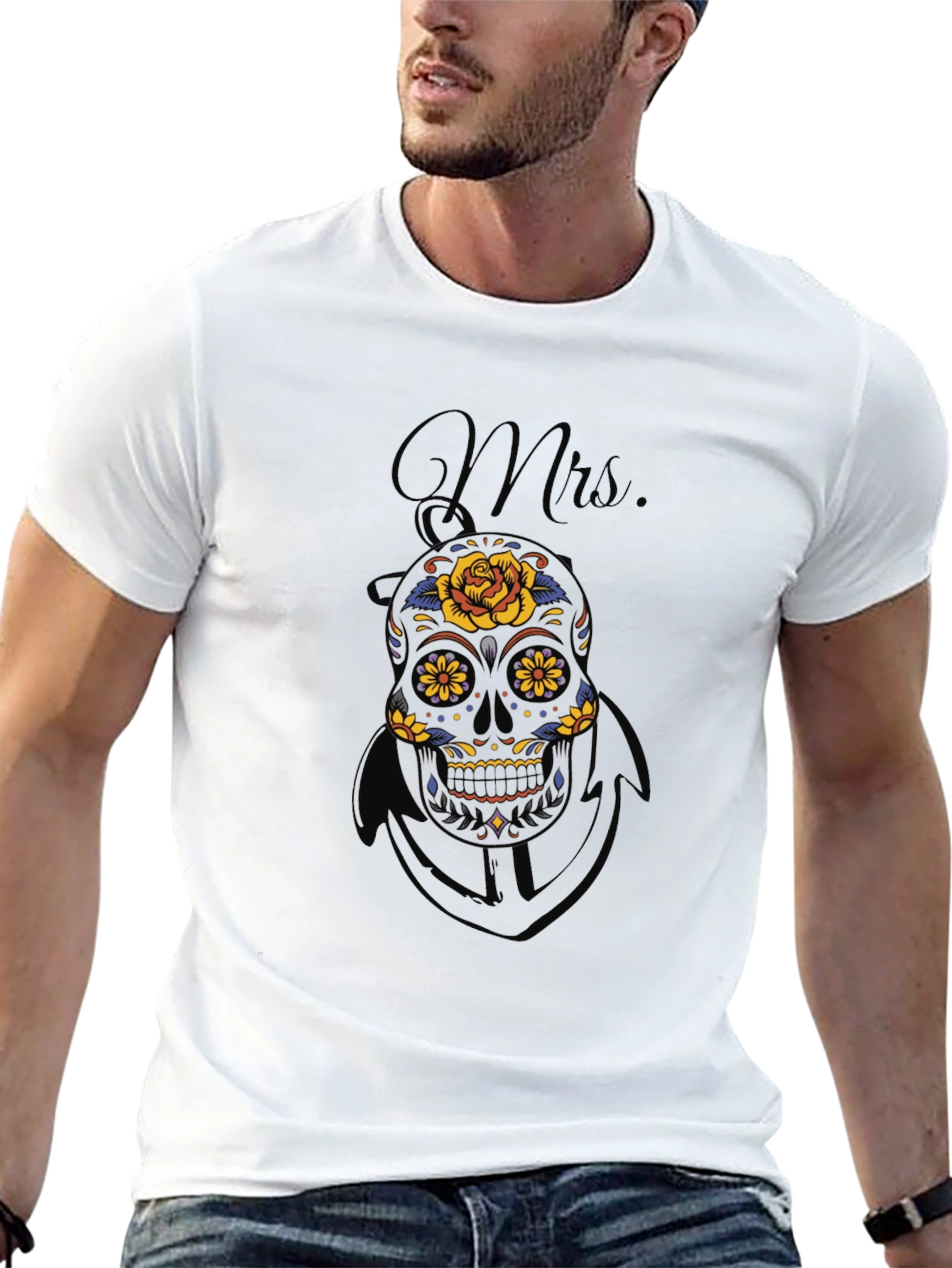 Mrs. Sugar Skull Graphic Tee - Black