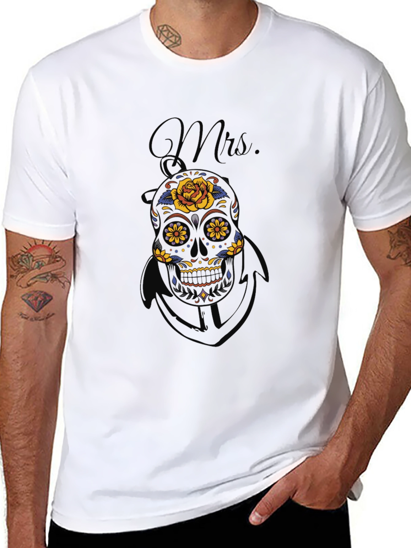 Mrs. Sugar Skull Graphic Tee - Black