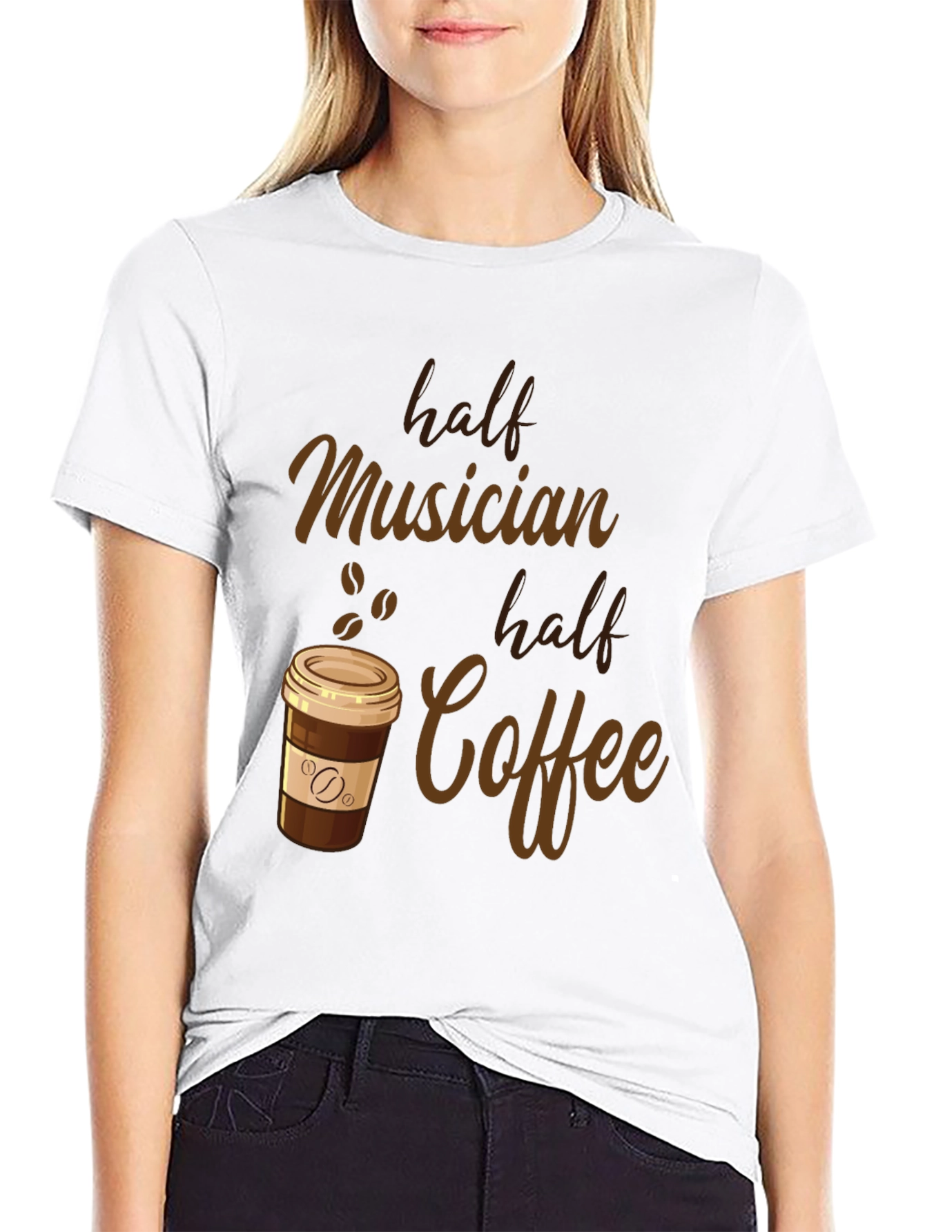 Half Musician Half Coffee Black T-Shirt