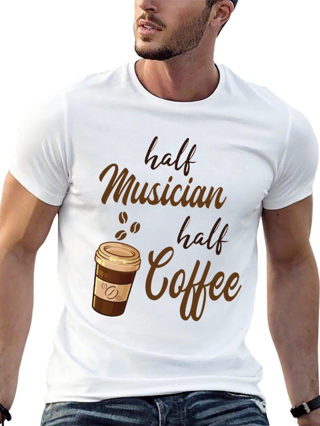 Half Musician Half Coffee Black T-Shirt