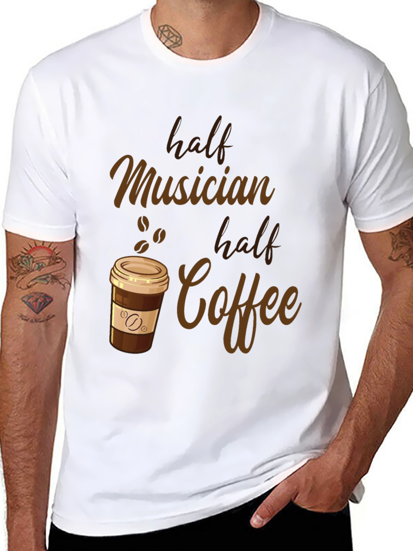 Half Musician Half Coffee Black T-Shirt