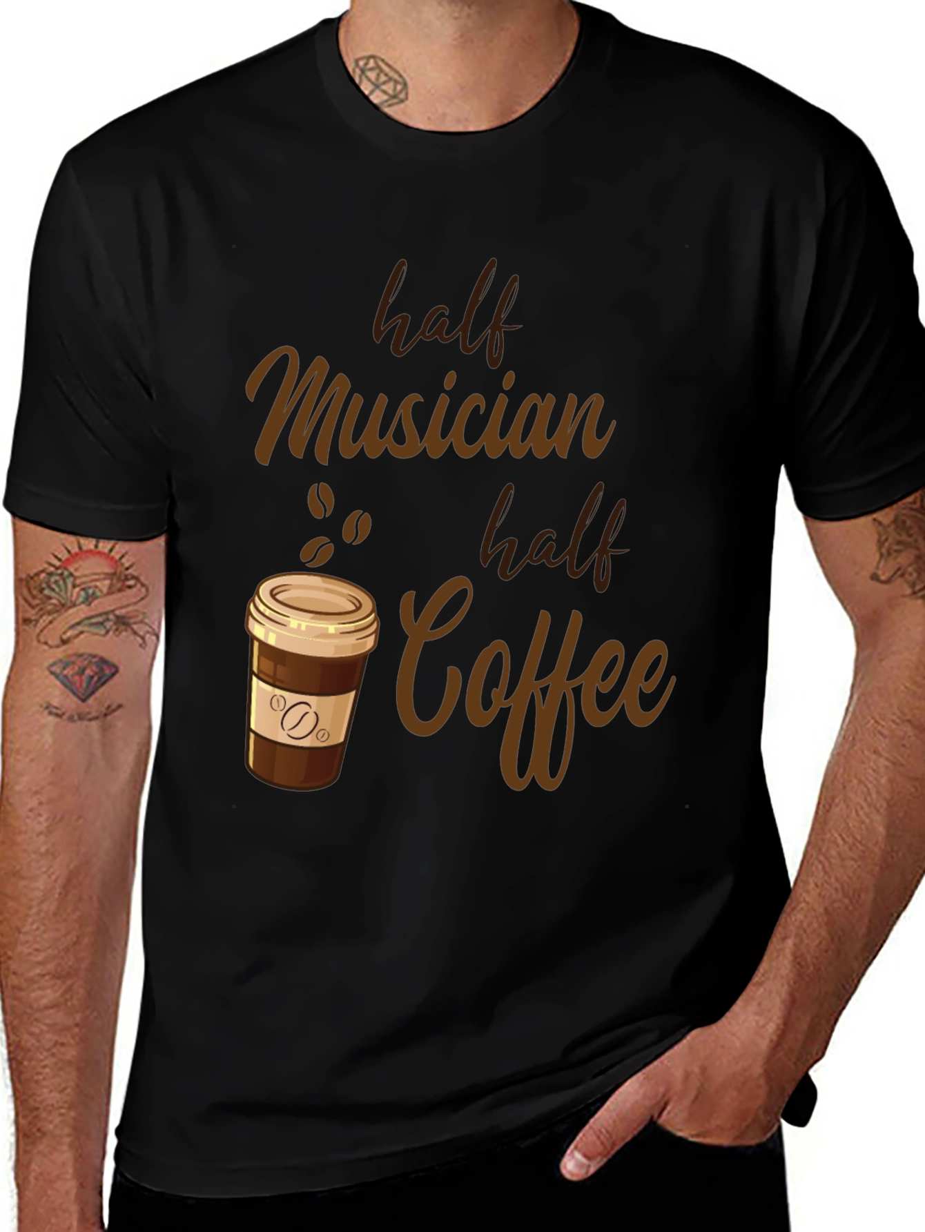 Half Musician Half Coffee Black T-Shirt