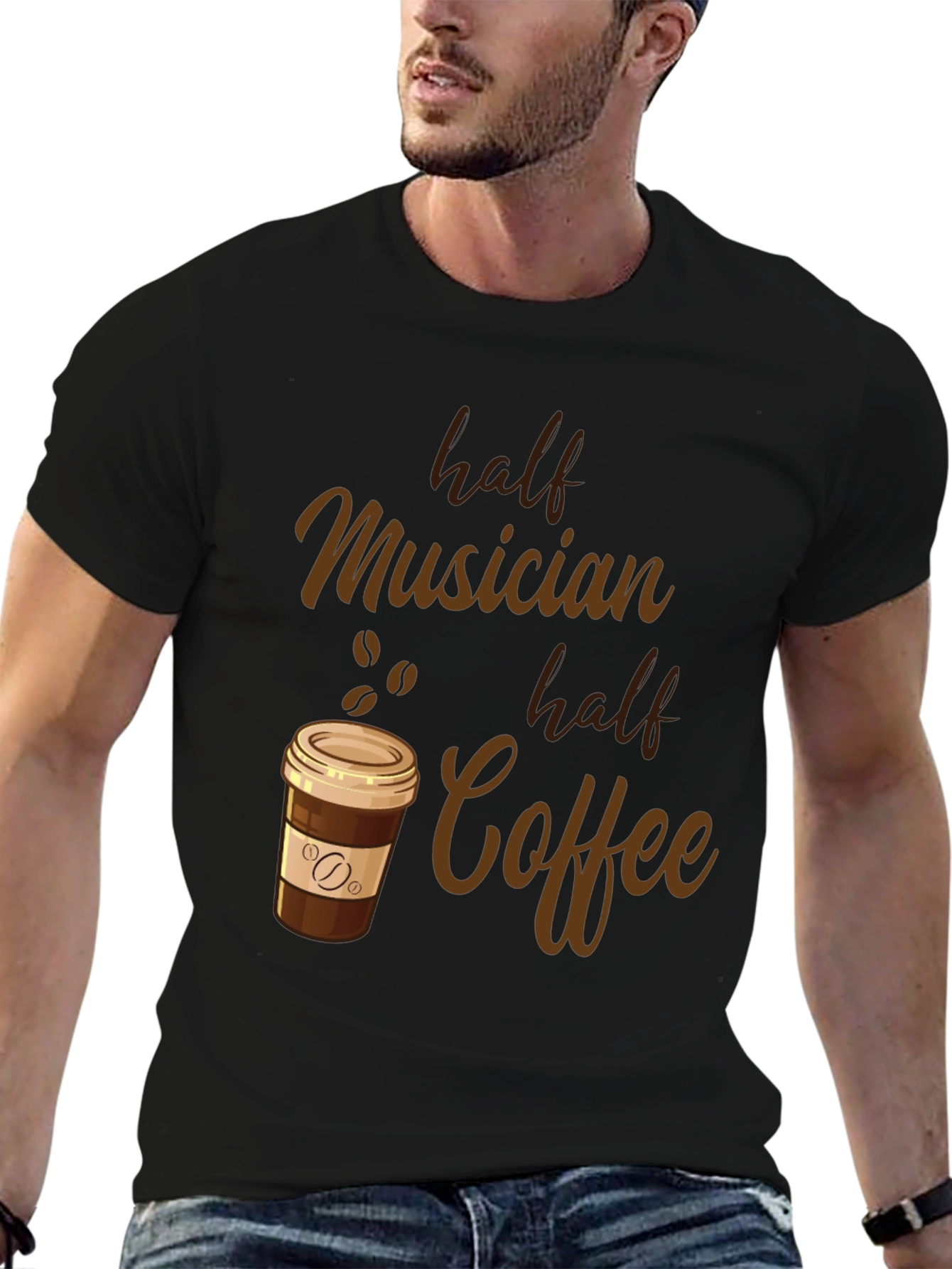 Half Musician Half Coffee Black T-Shirt
