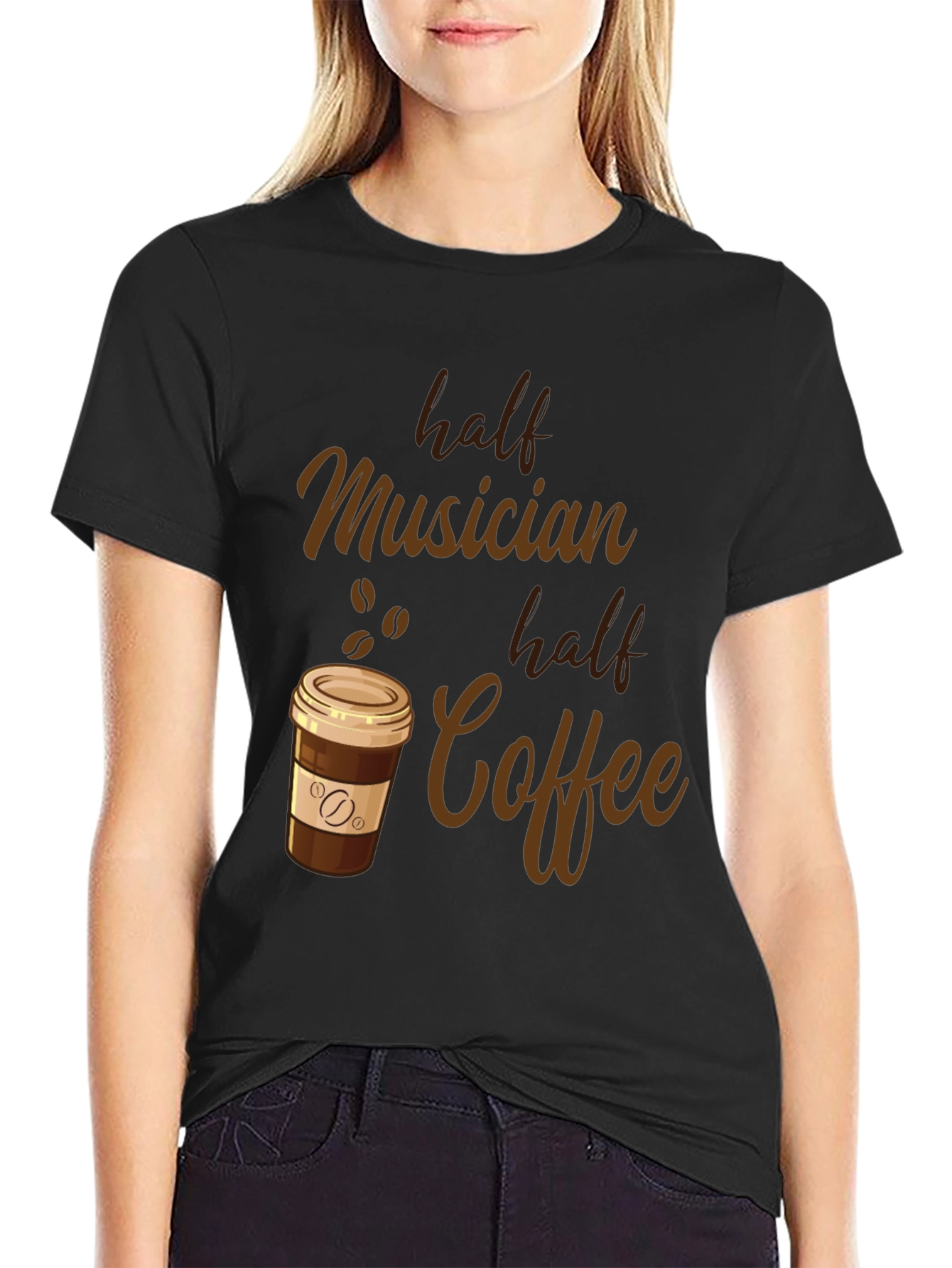 Half Musician Half Coffee Black T-Shirt