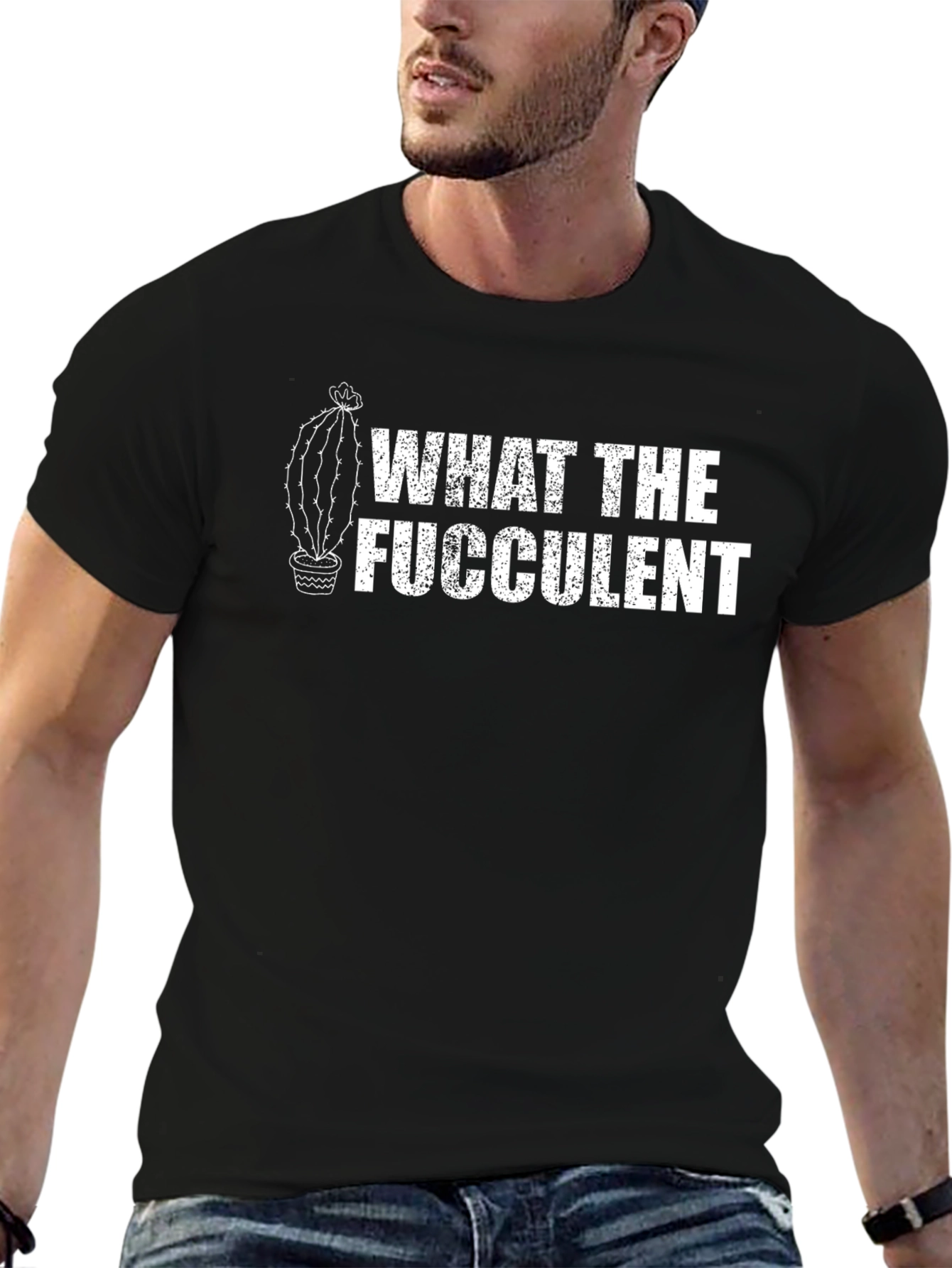 What the Fucculent Funny Cactus Graphic Tee