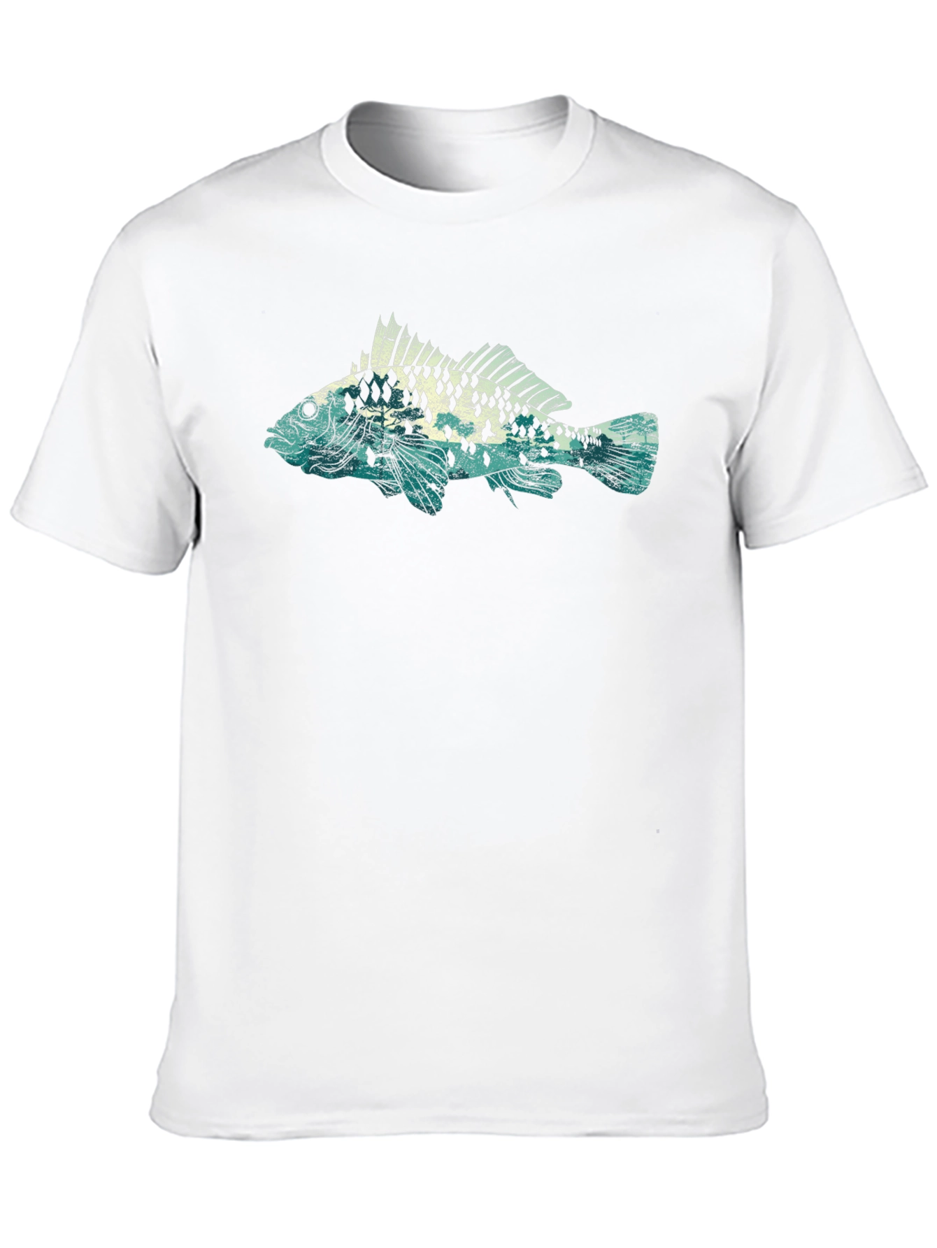 Mens Black T-Shirt with Fish Graphic
