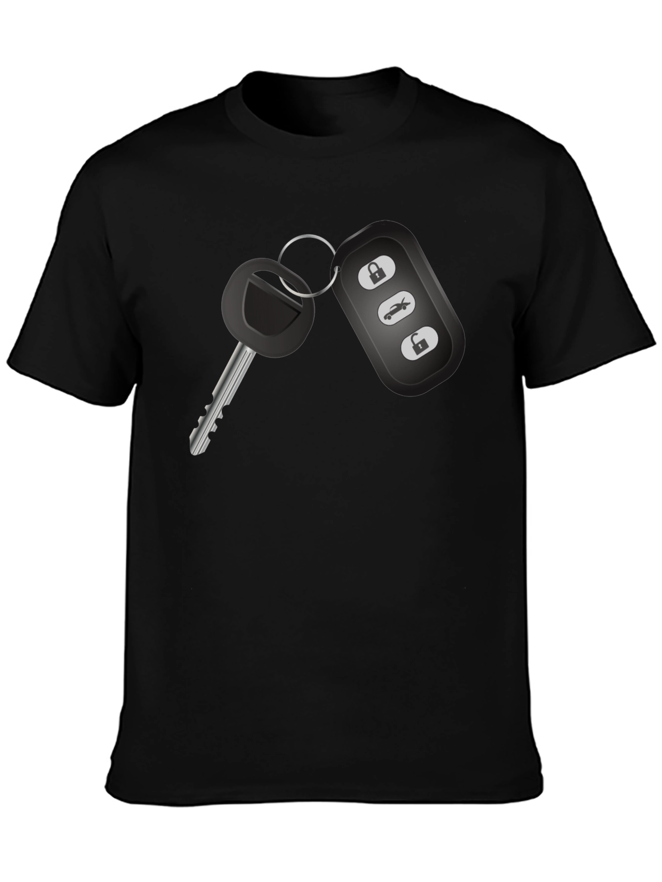Car Key Graphic Tee - Black Cotton T-Shirt