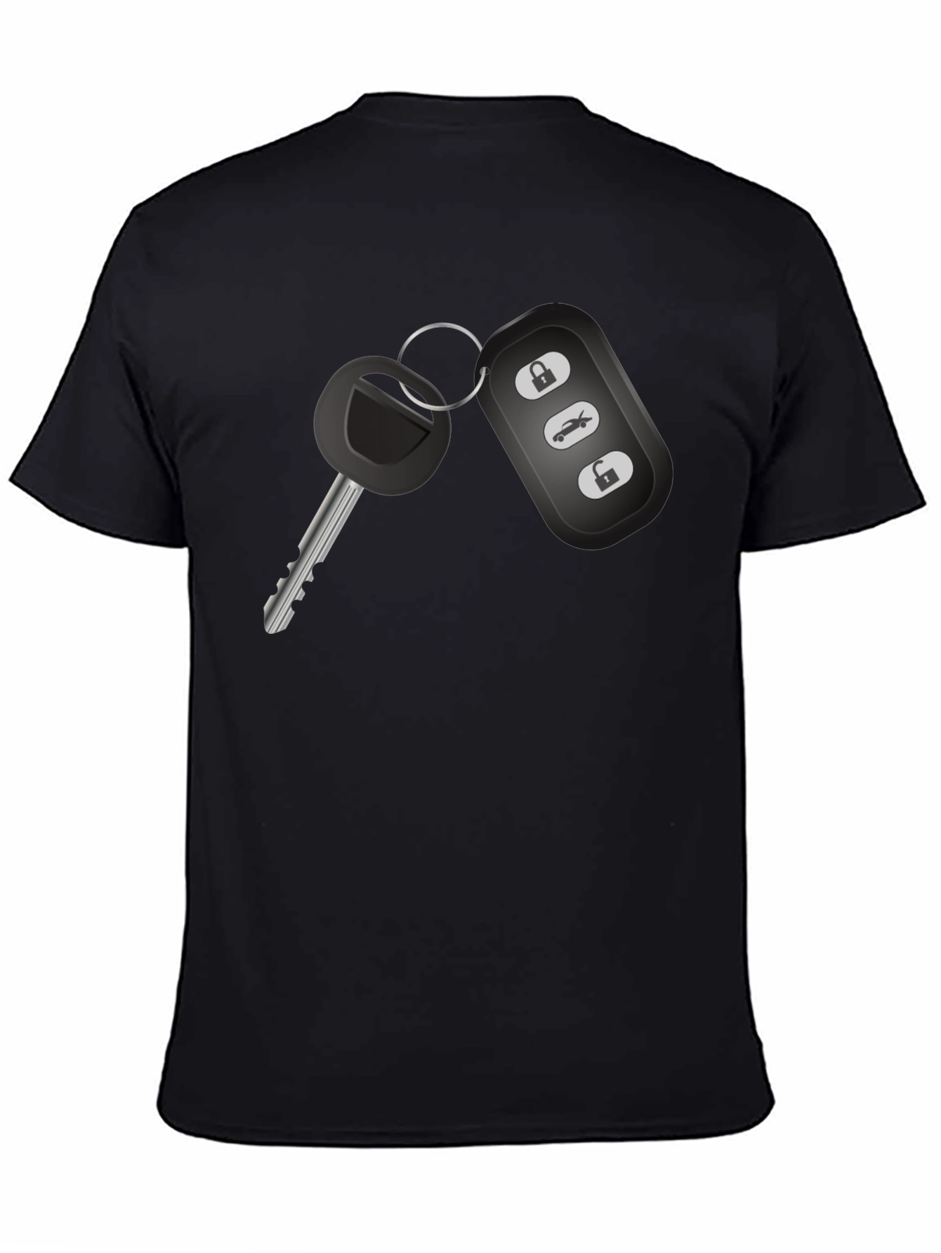 Car Key Graphic Tee - Black Cotton T-Shirt