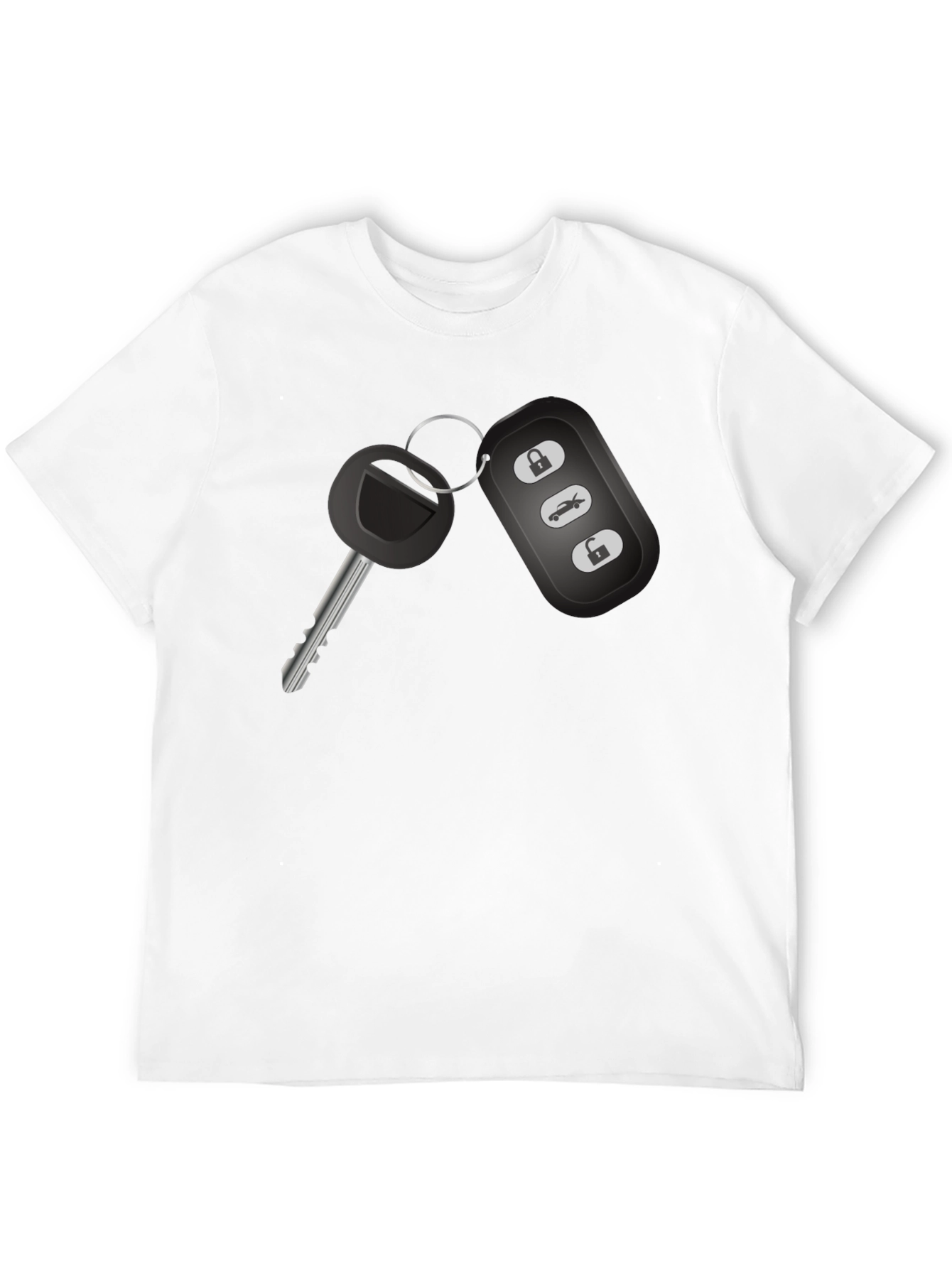 Car Key Graphic Tee - Black Cotton T-Shirt