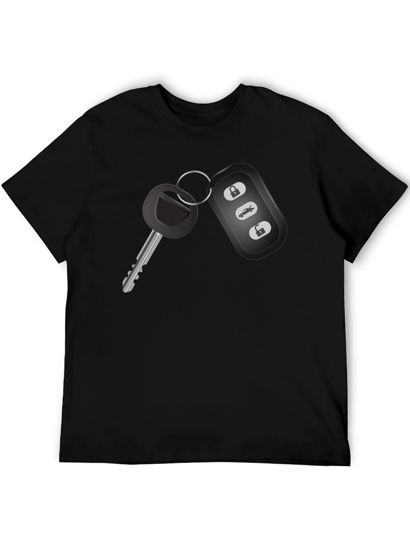 Car Key Graphic Tee - Black Cotton T-Shirt