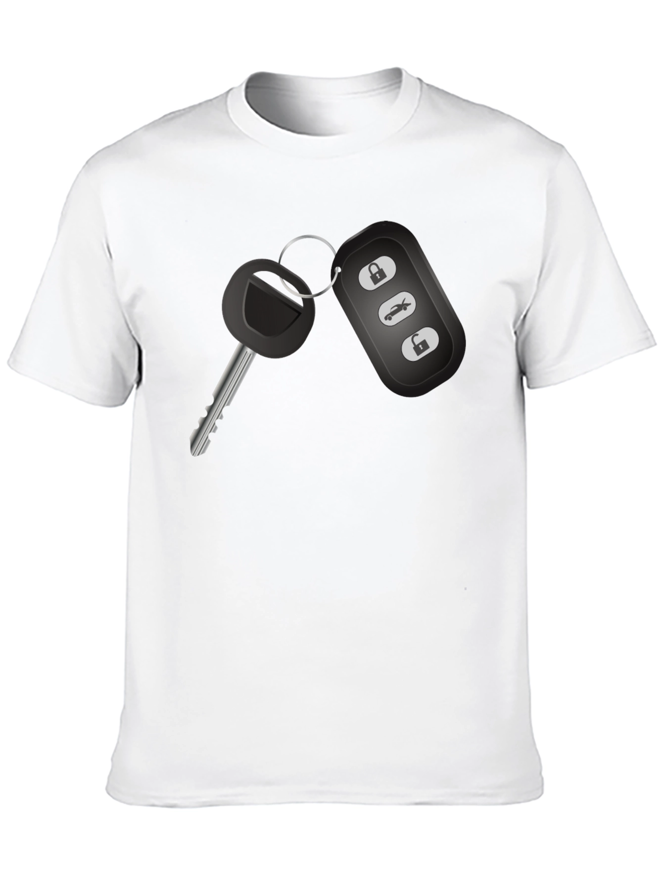 Car Key Graphic Tee - Black Cotton T-Shirt