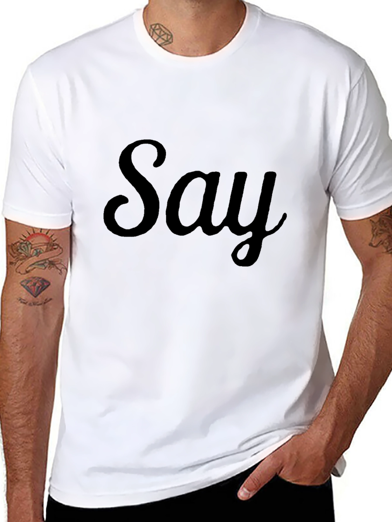Say Graphic Black T-Shirt Casual Wear