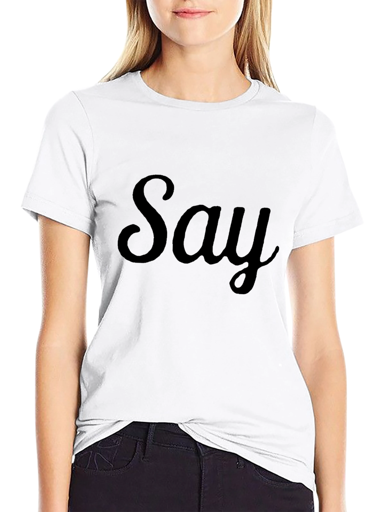 Say Graphic Black T-Shirt Casual Wear