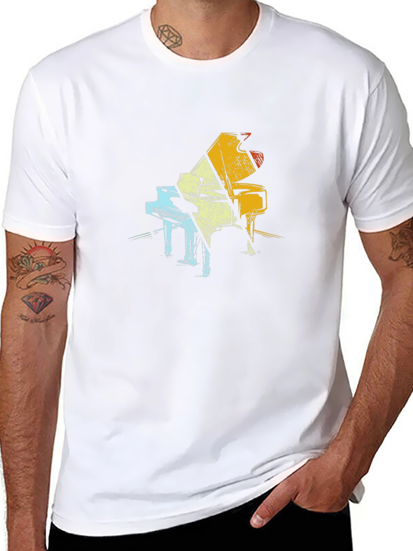 Retro Piano Graphic T-Shirt - Unisex
