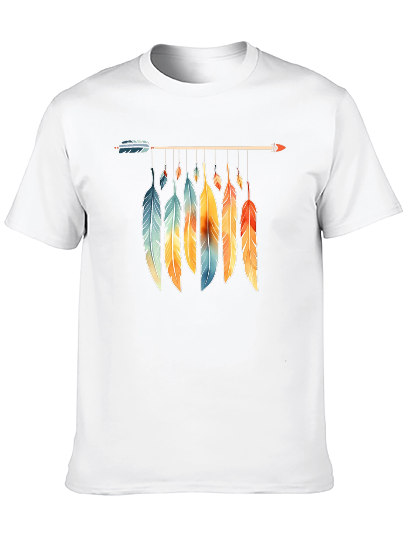 Feather Arrow Graphic Tee - Boho Style Black T-Shirt