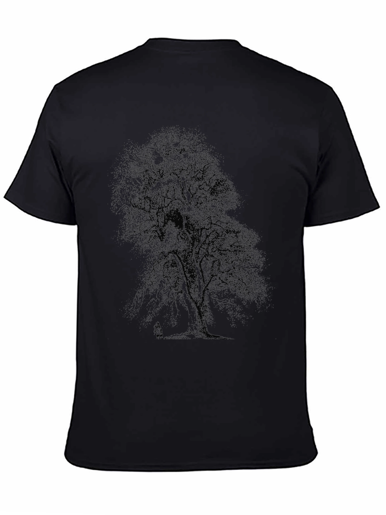 Mens Black Tree Print T-Shirt - Casual Style