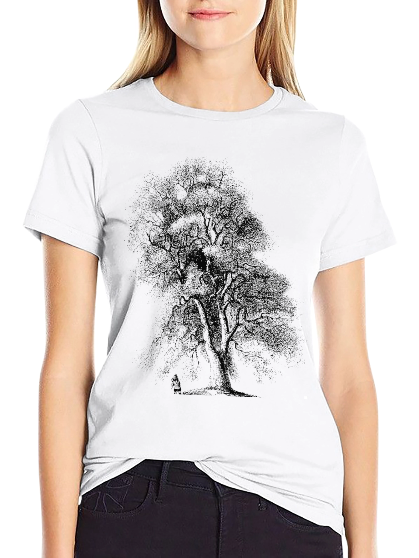 Mens Black Tree Print T-Shirt - Casual Style