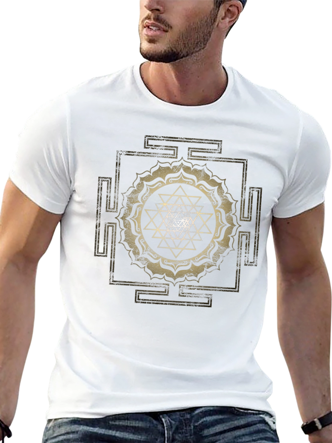 Sri Yantra Graphic Tee - Spiritual Black T-Shirt